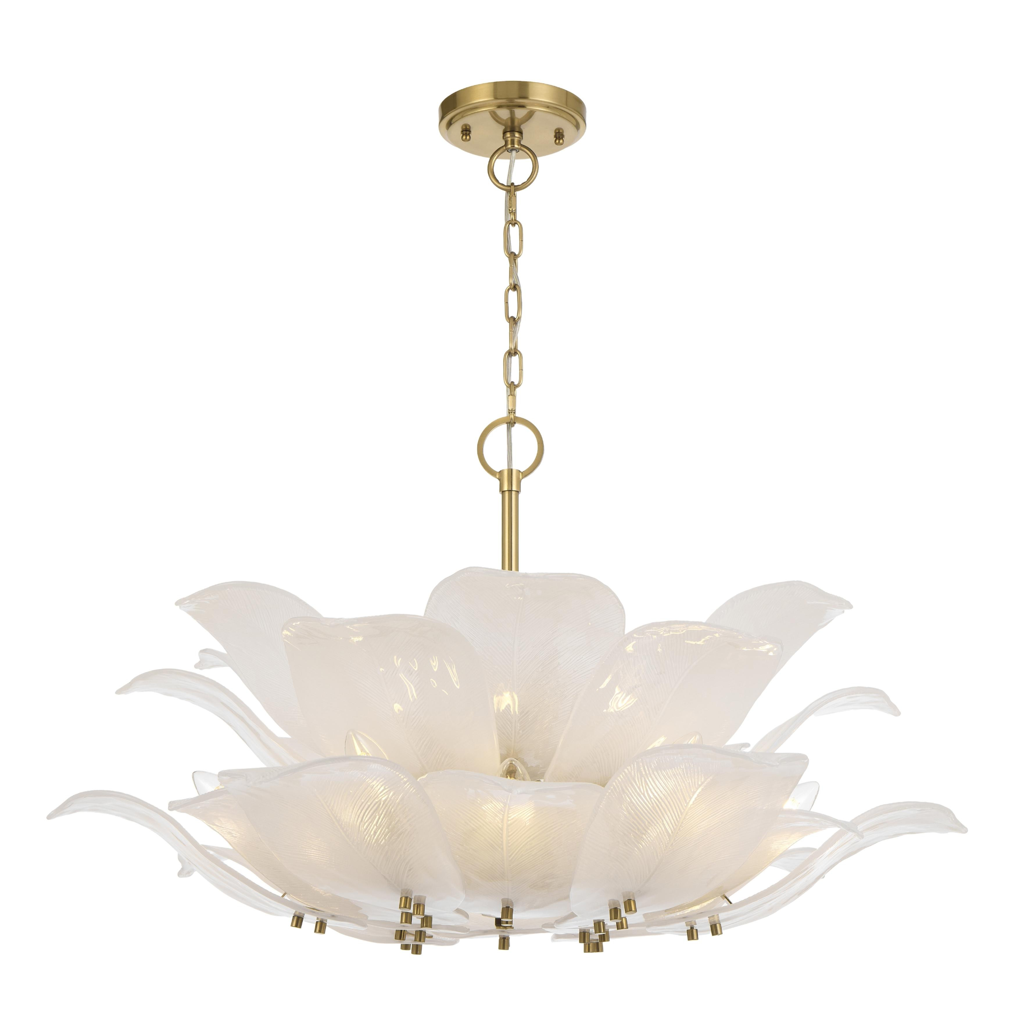 Pomona 12 Light Frosted Glass Leaves Statement Chandelier