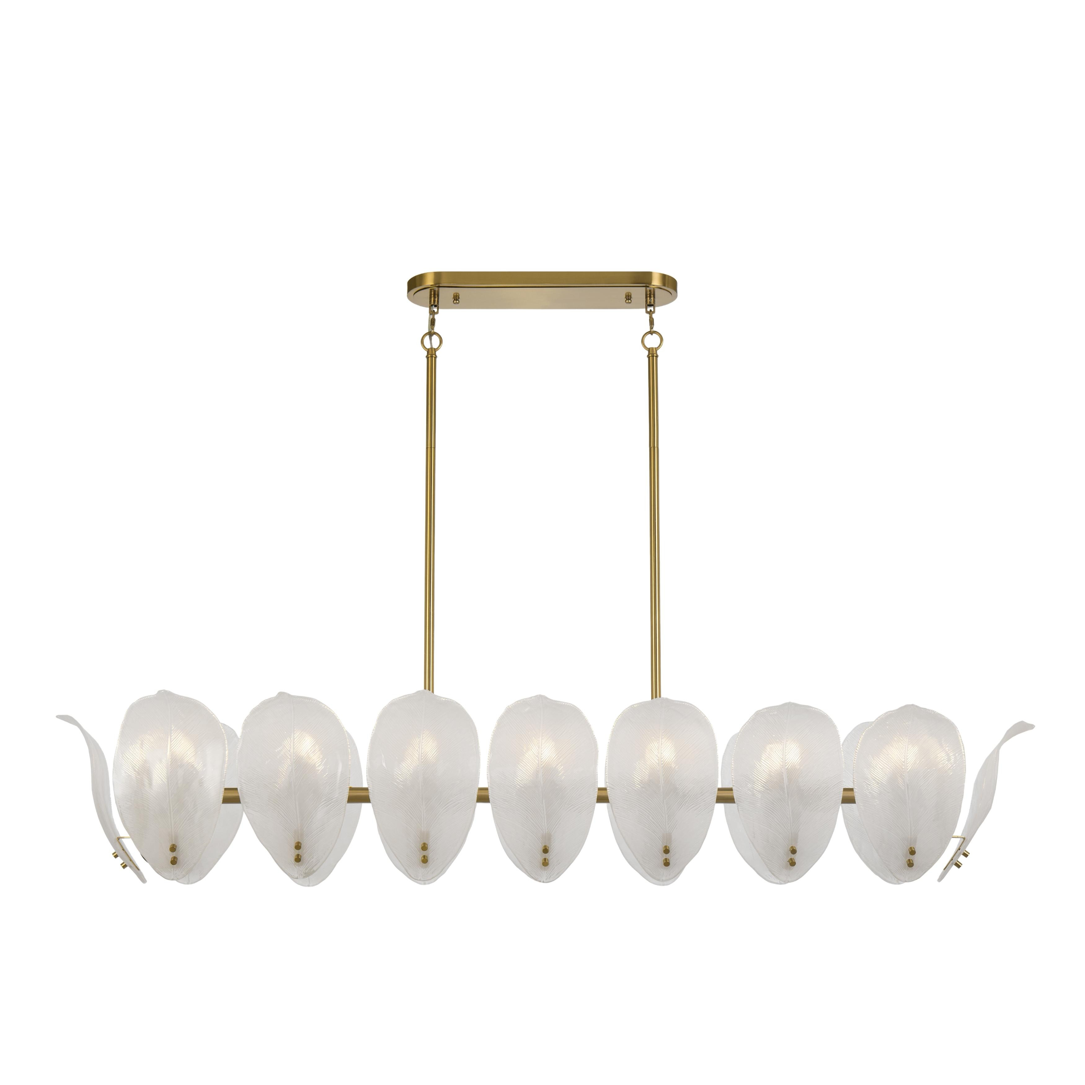 Pomona 16 Light Frosted Glass Leaves Rectangular Chandelier