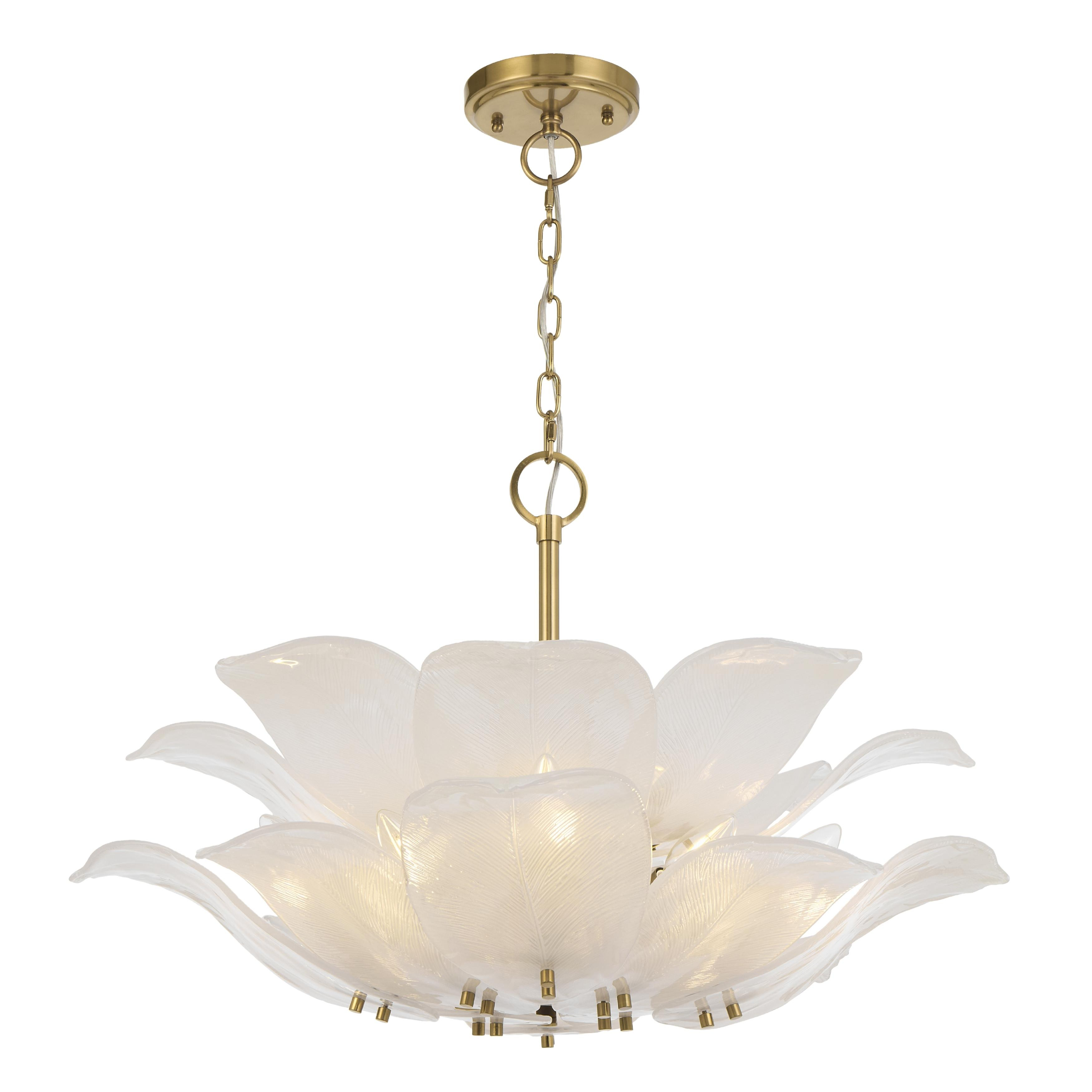 Pomona 8 Light Frosted Glass Leaves Statement Pendant