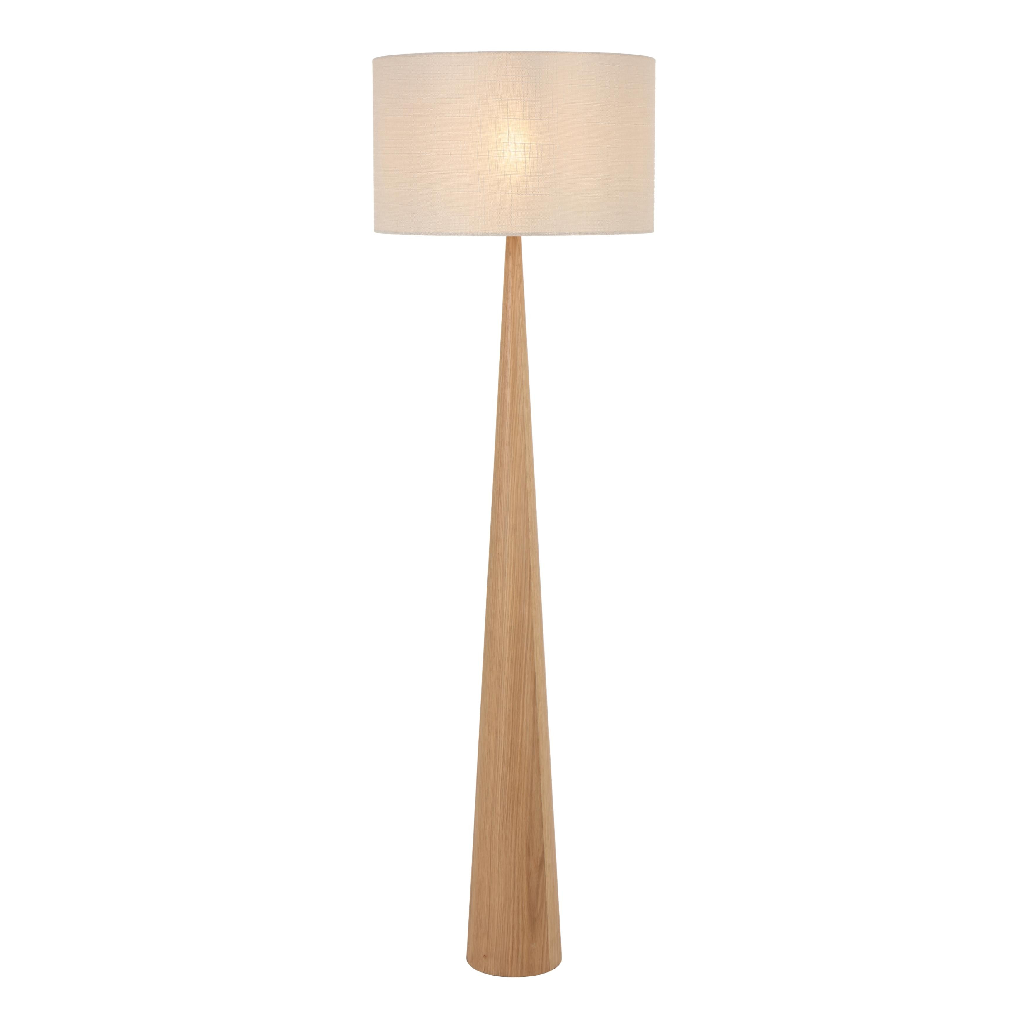 Roselle Oak Finish Base Cream Shade Floor Lamp