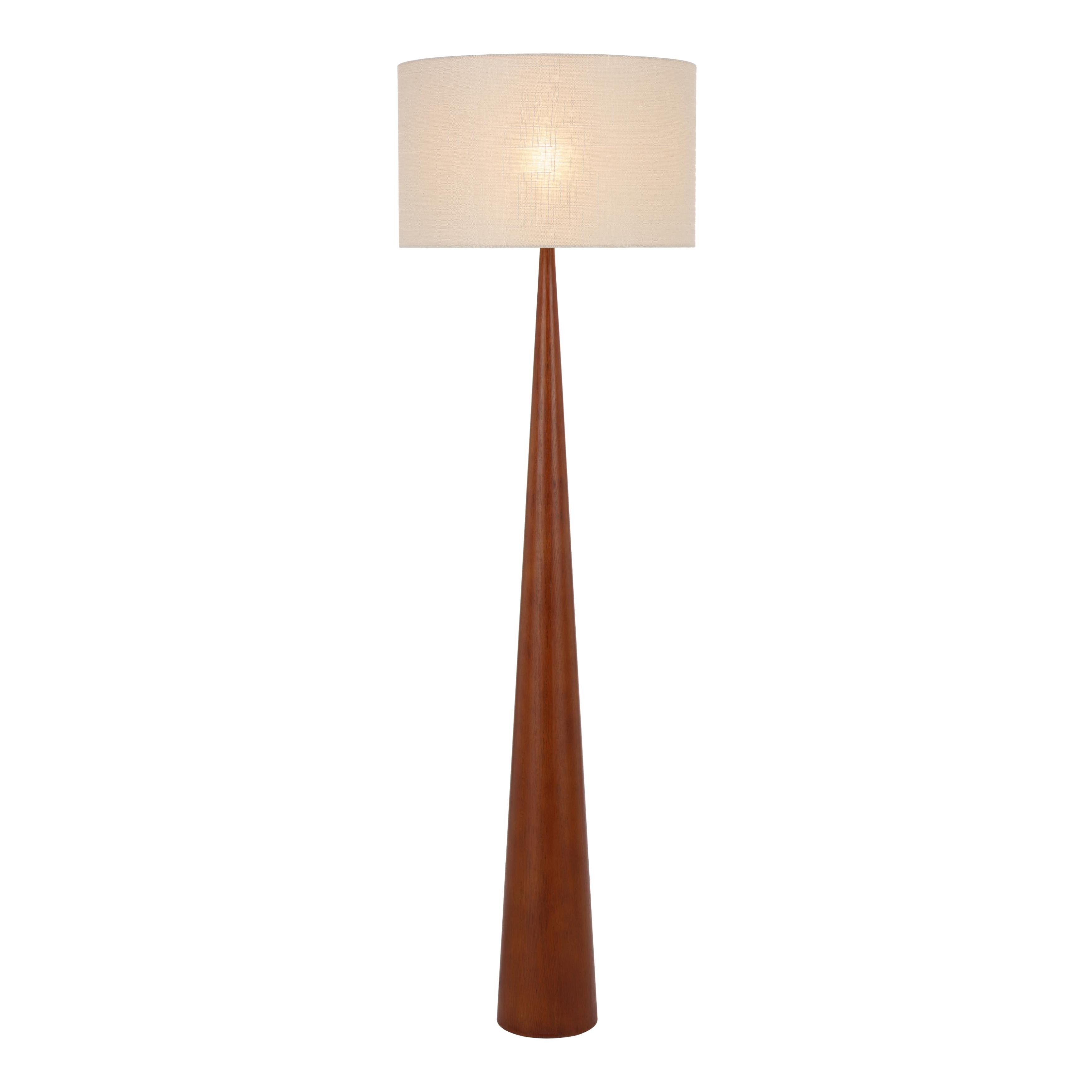 Roselle Walnut Finish Base Cream Shade Floor Lamp