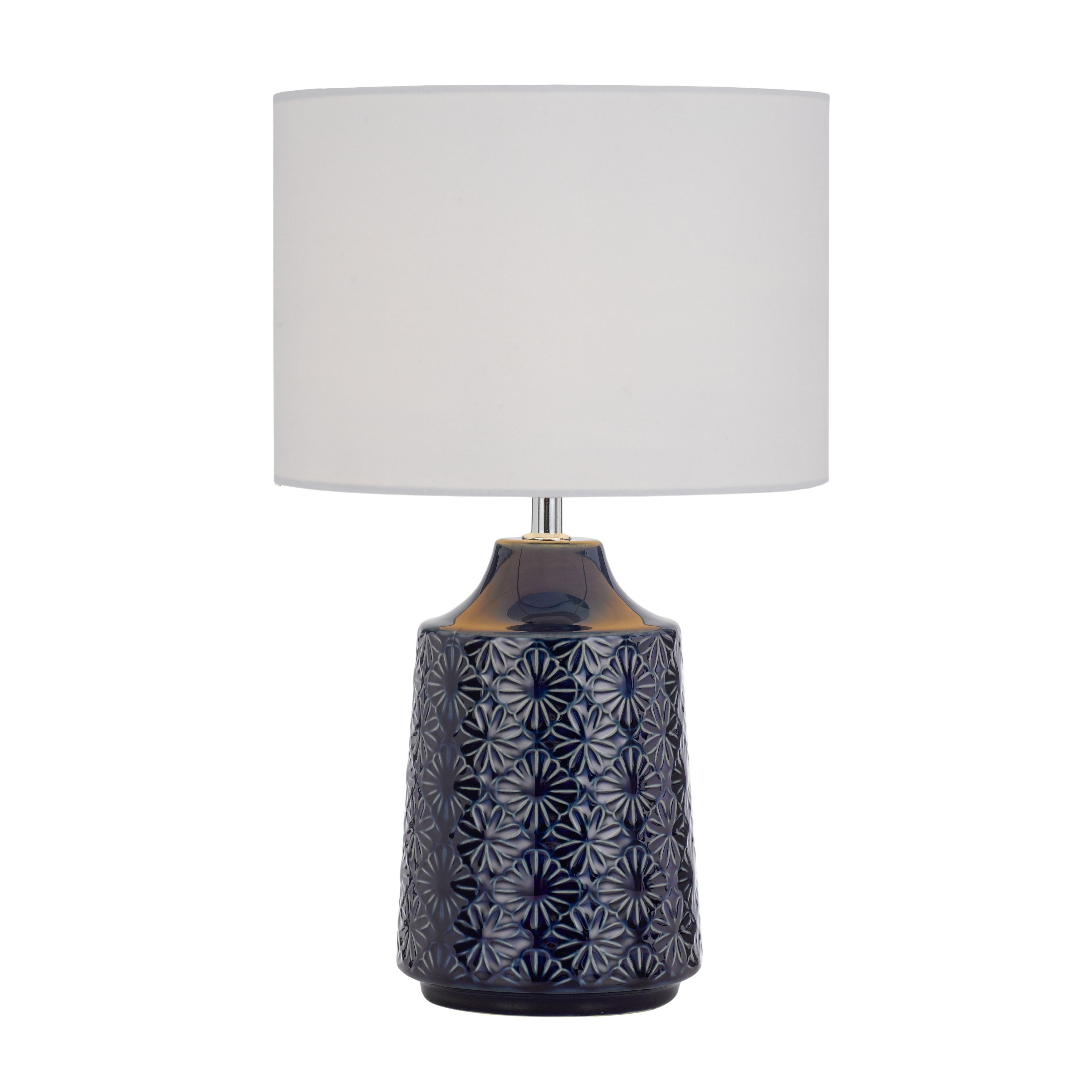 Safonovo Glossy Blue Daisies Ceramic Table Lamp