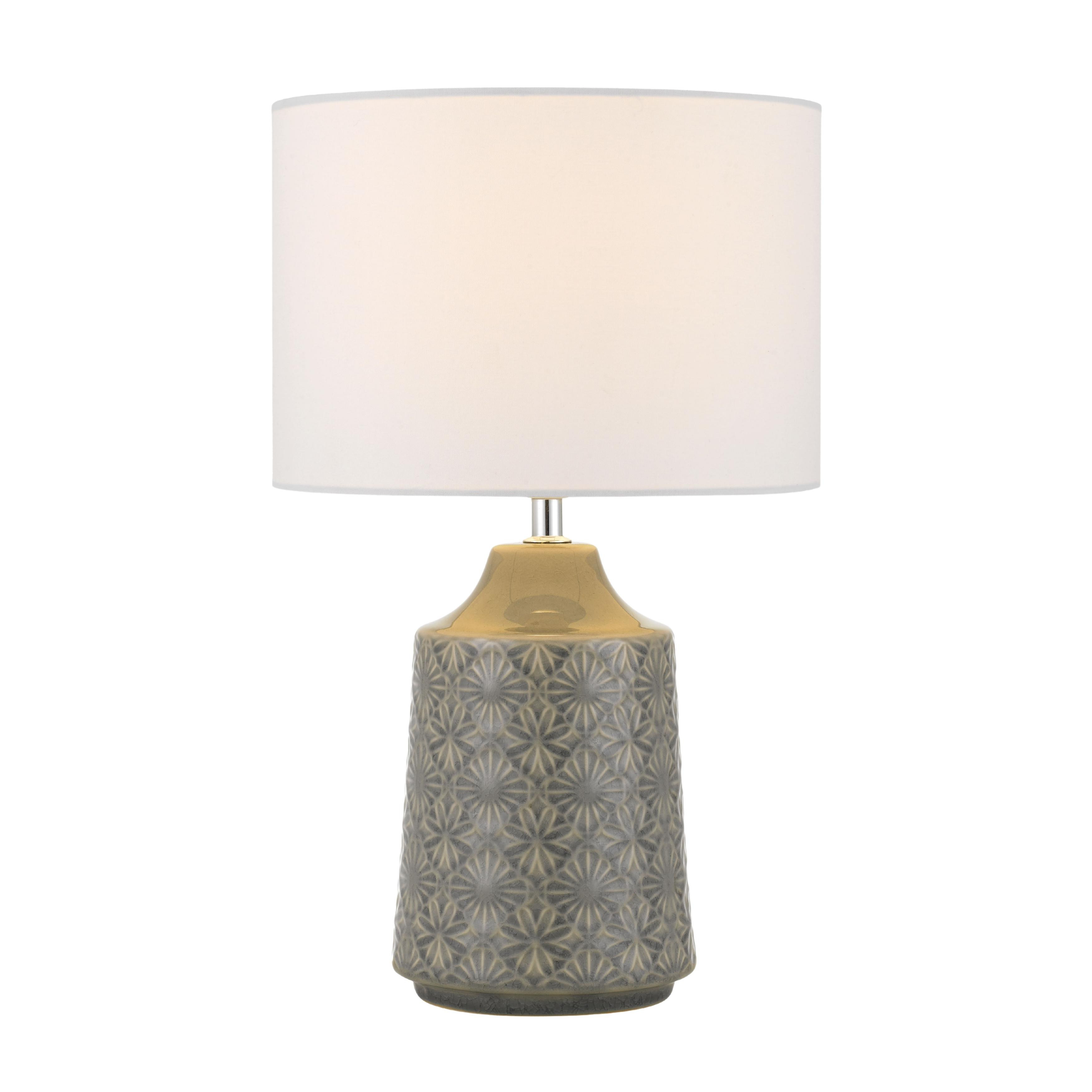 Safonovo Glossy Grey Daisies Ceramic Table Lamp
