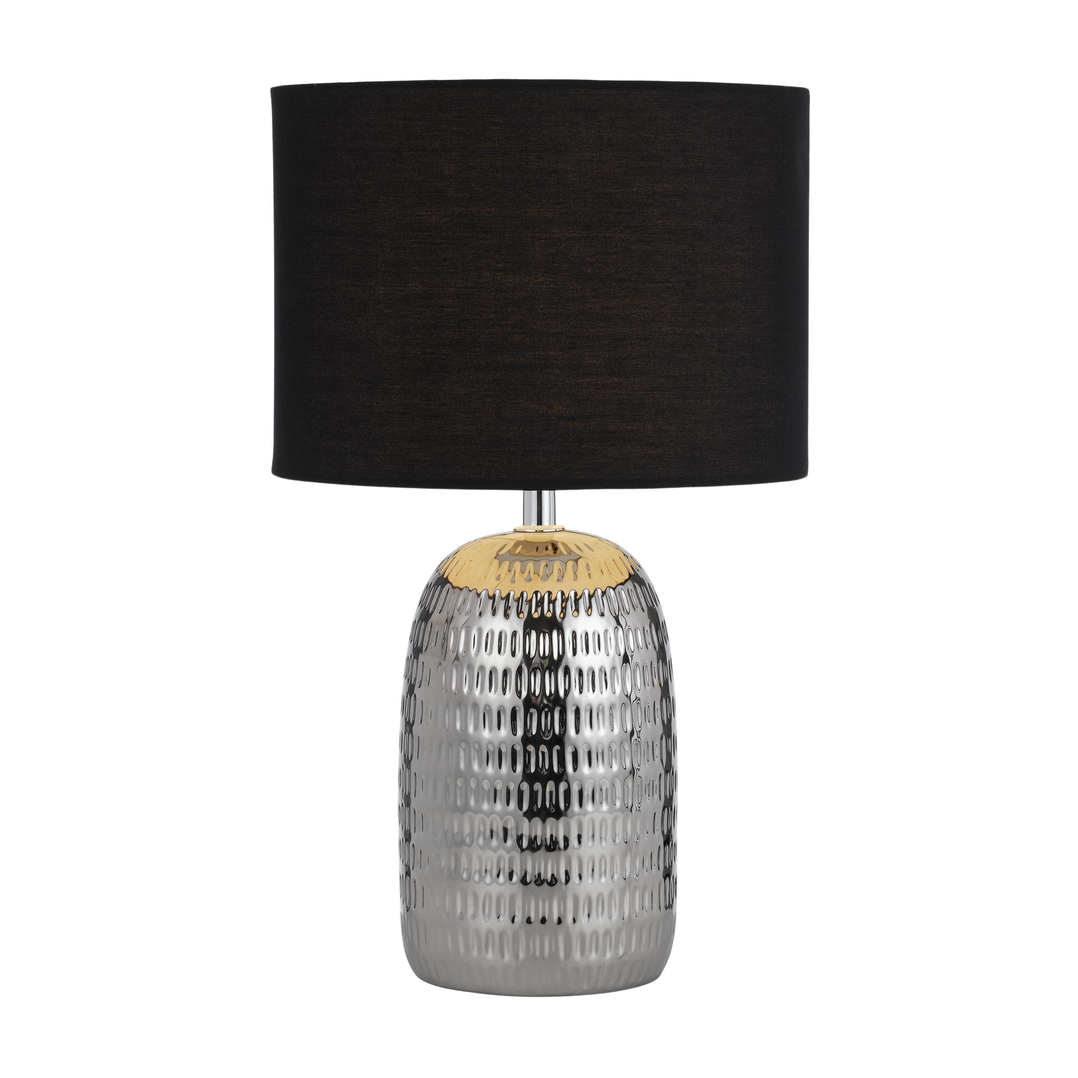 Uslar Textured Gloss Silver Ceramic Table Lamp