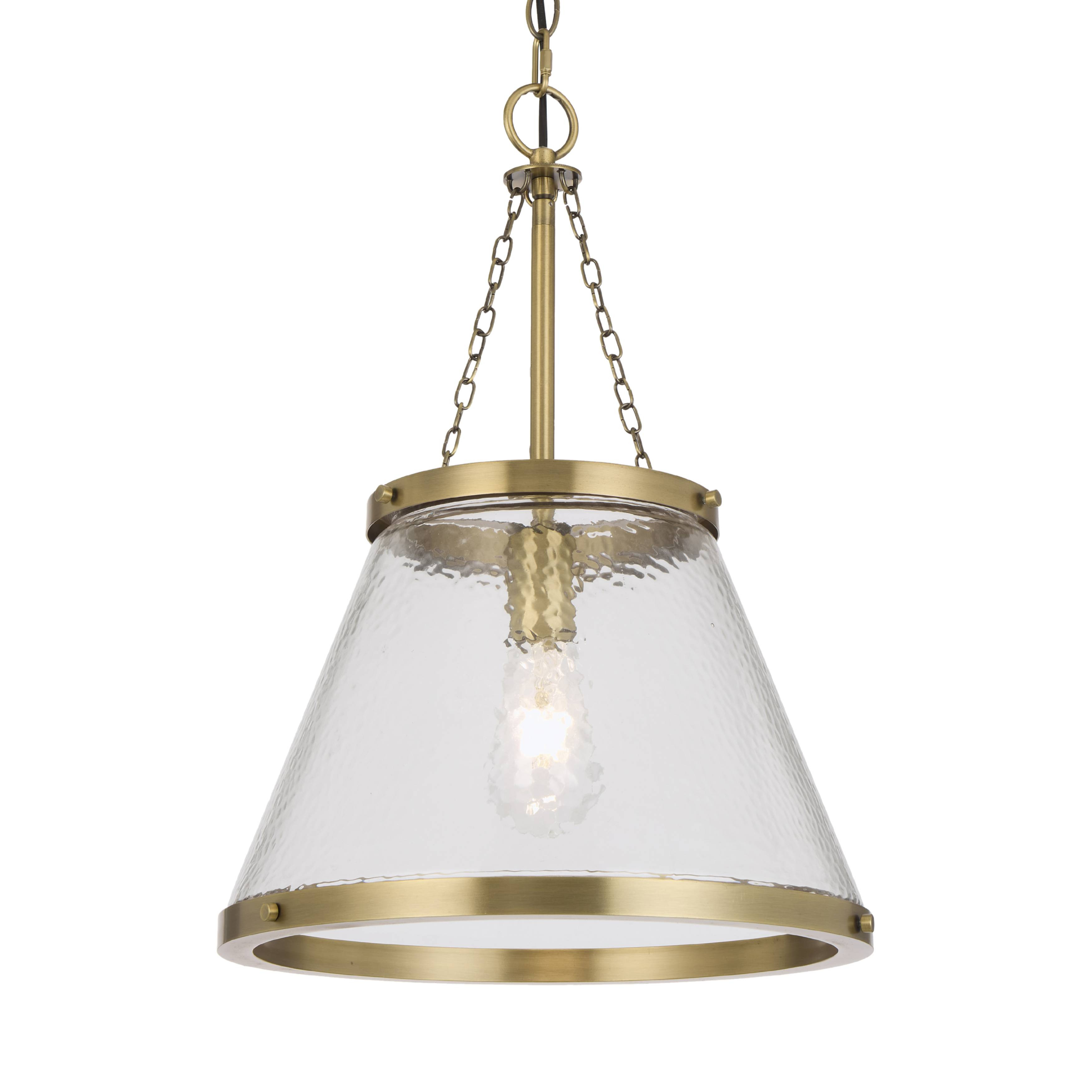 Waltham Wide Cone Antique Gold Glass Pendant