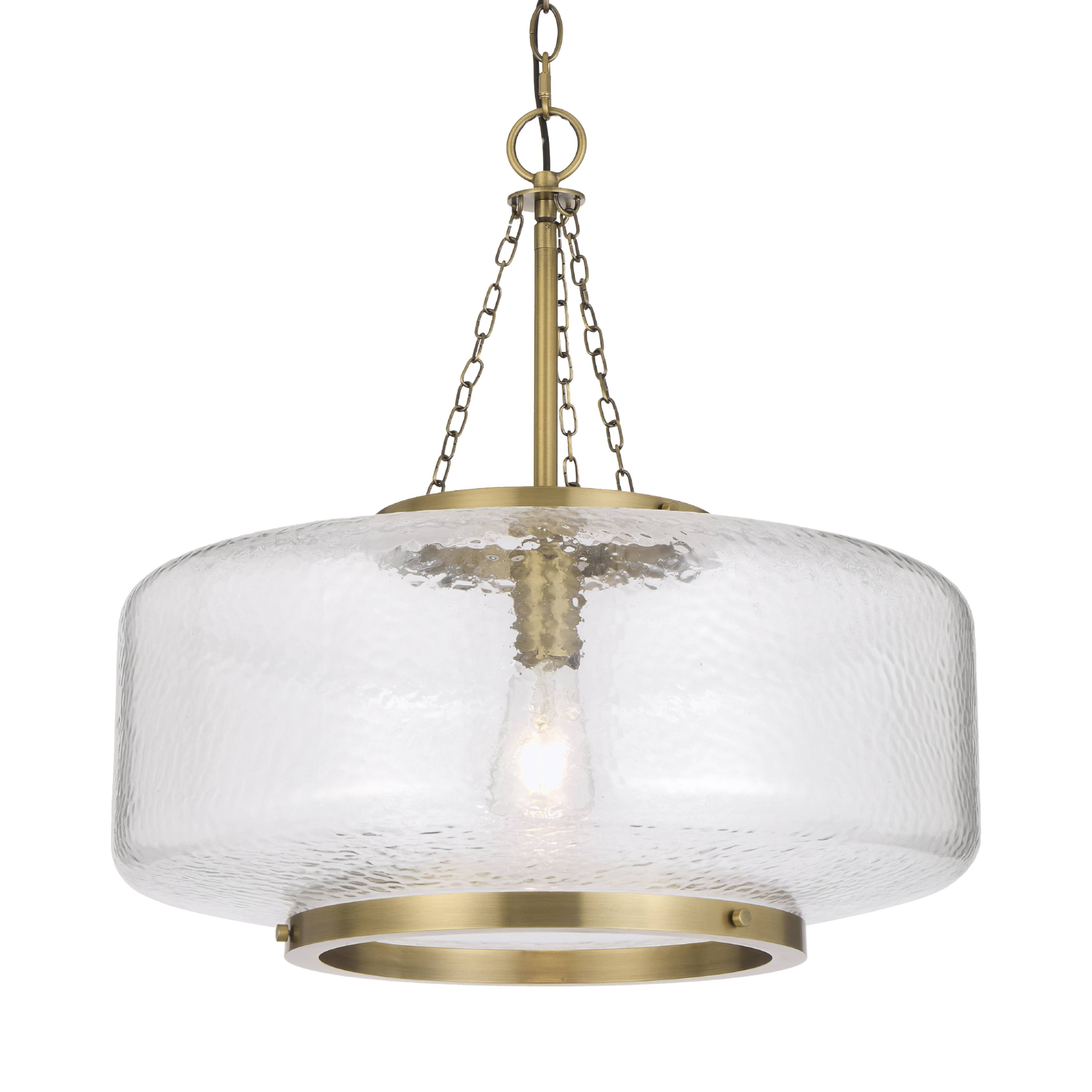Waltham Wide Drum Antique Gold Glass Pendant