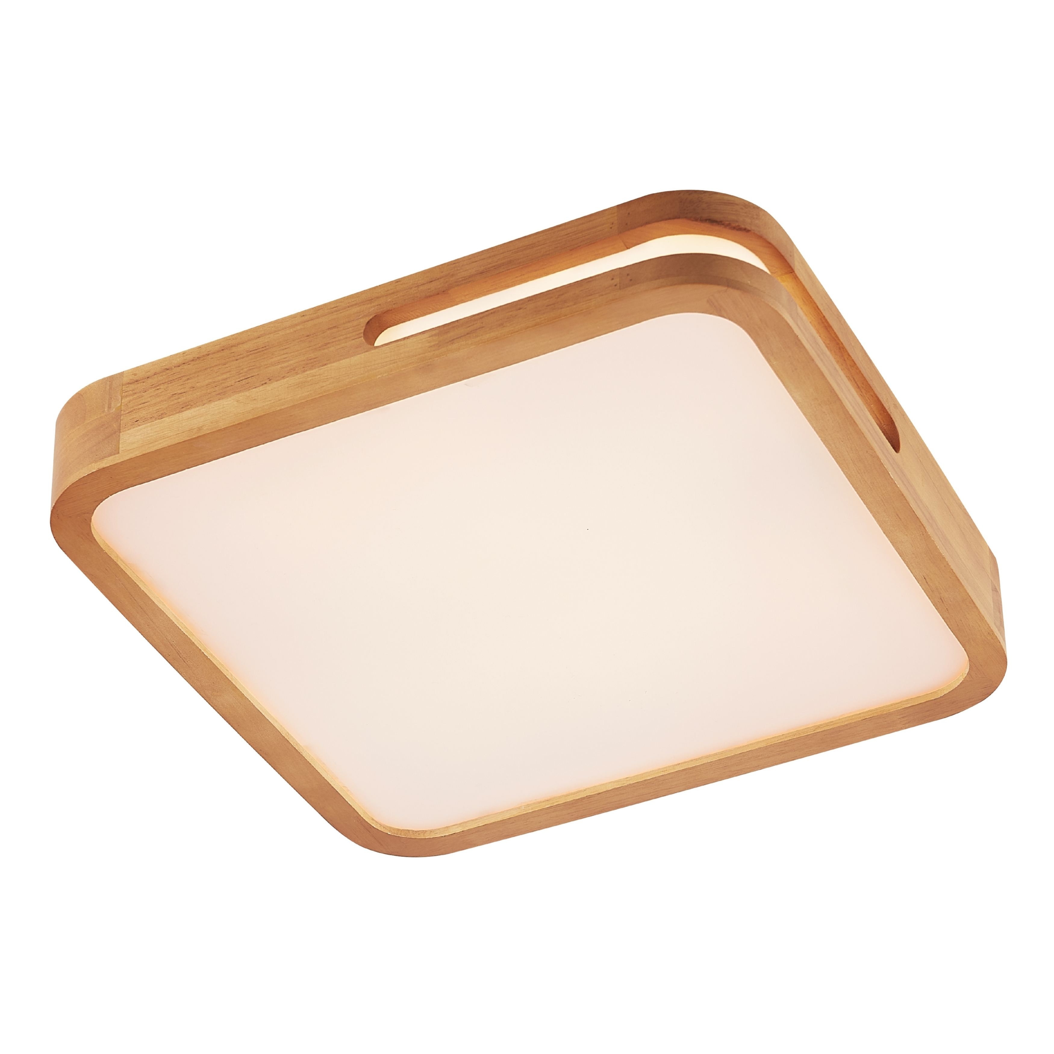 Ilesa Teak Wood Square 3CCT LED Ceiling Light
