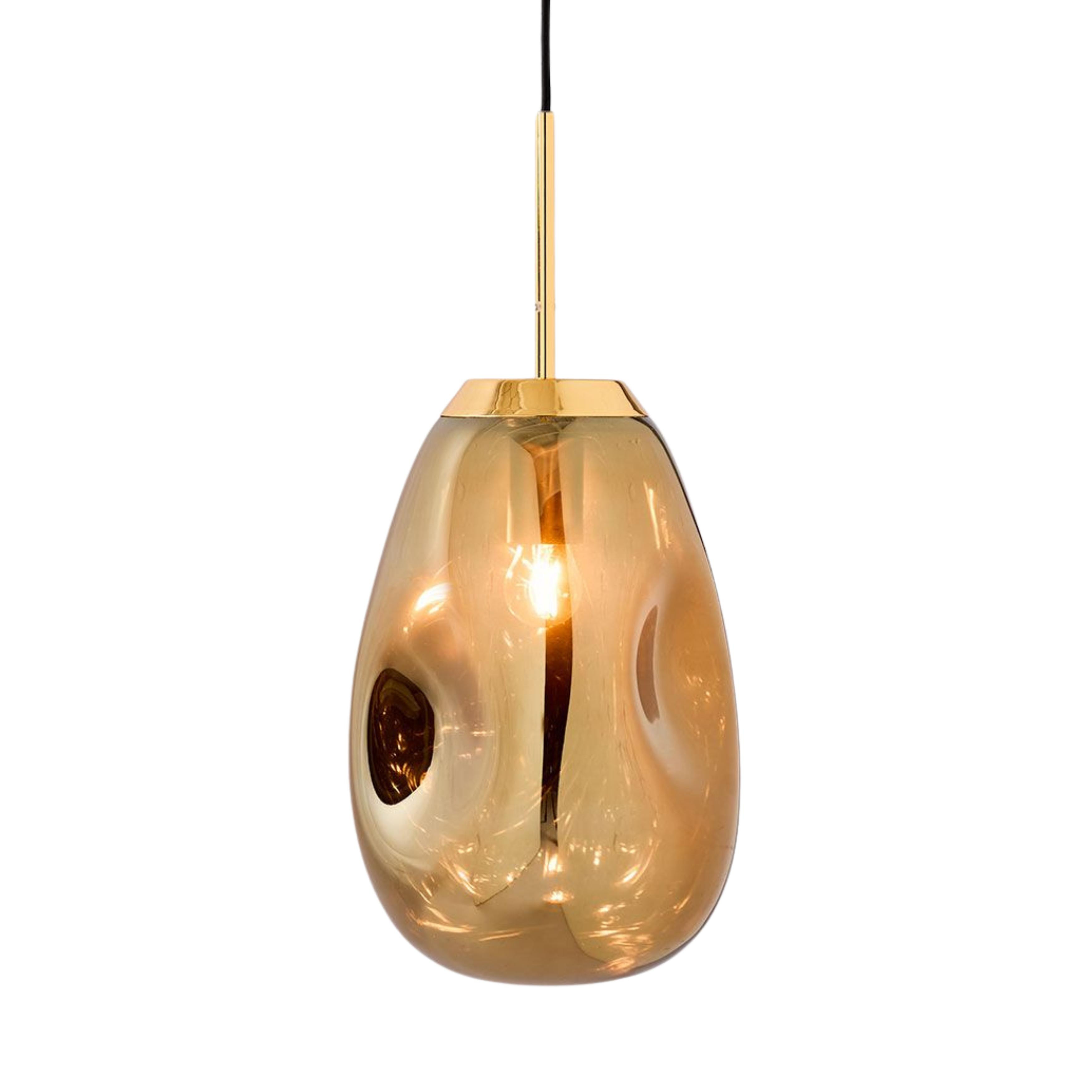 Opelika Gold Dimpled Glass Pendant Light