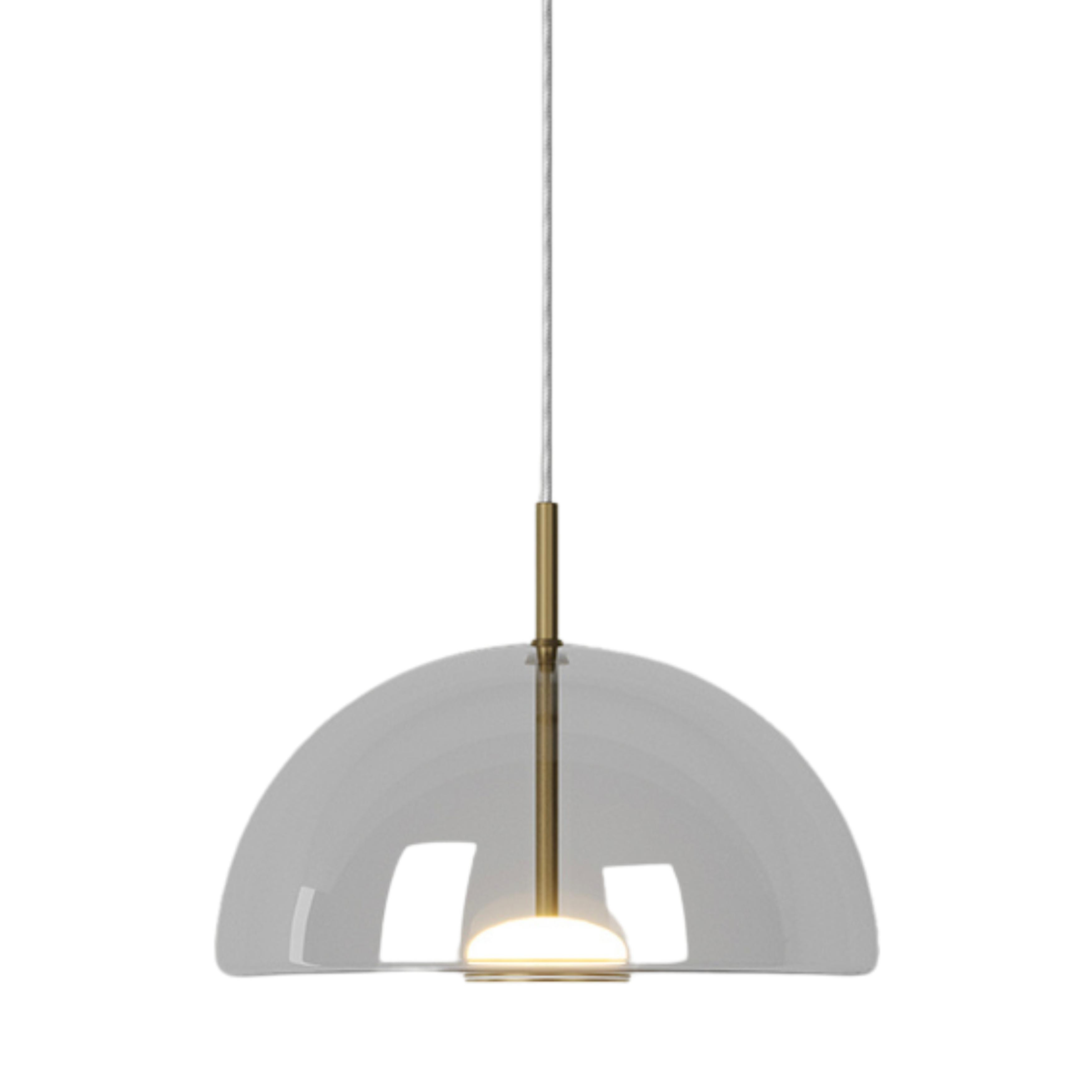 Dome Air Clear Glass Old Brass Pendant Light
