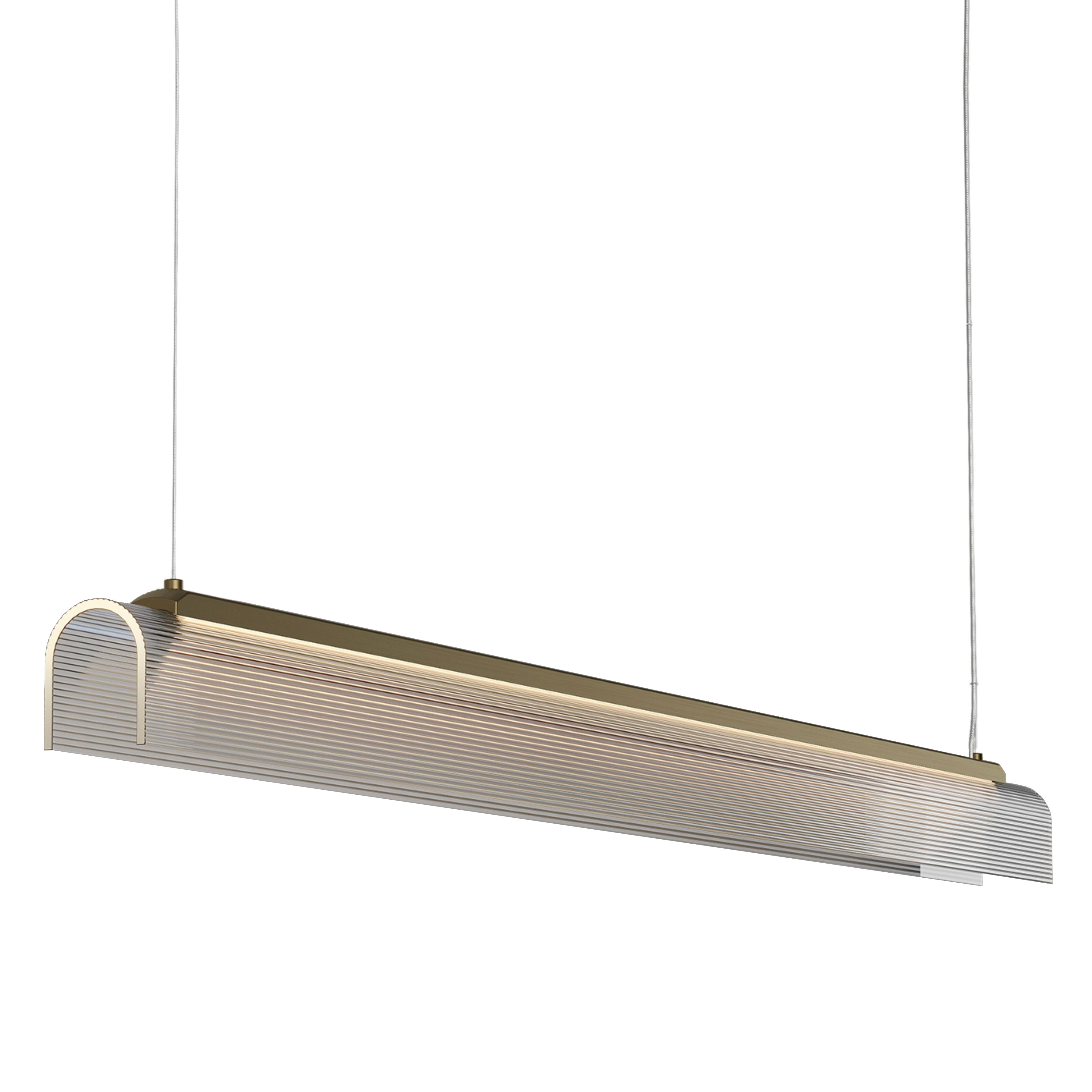 Edge Clear Ribbed Glass Old Brass Linear Pendant