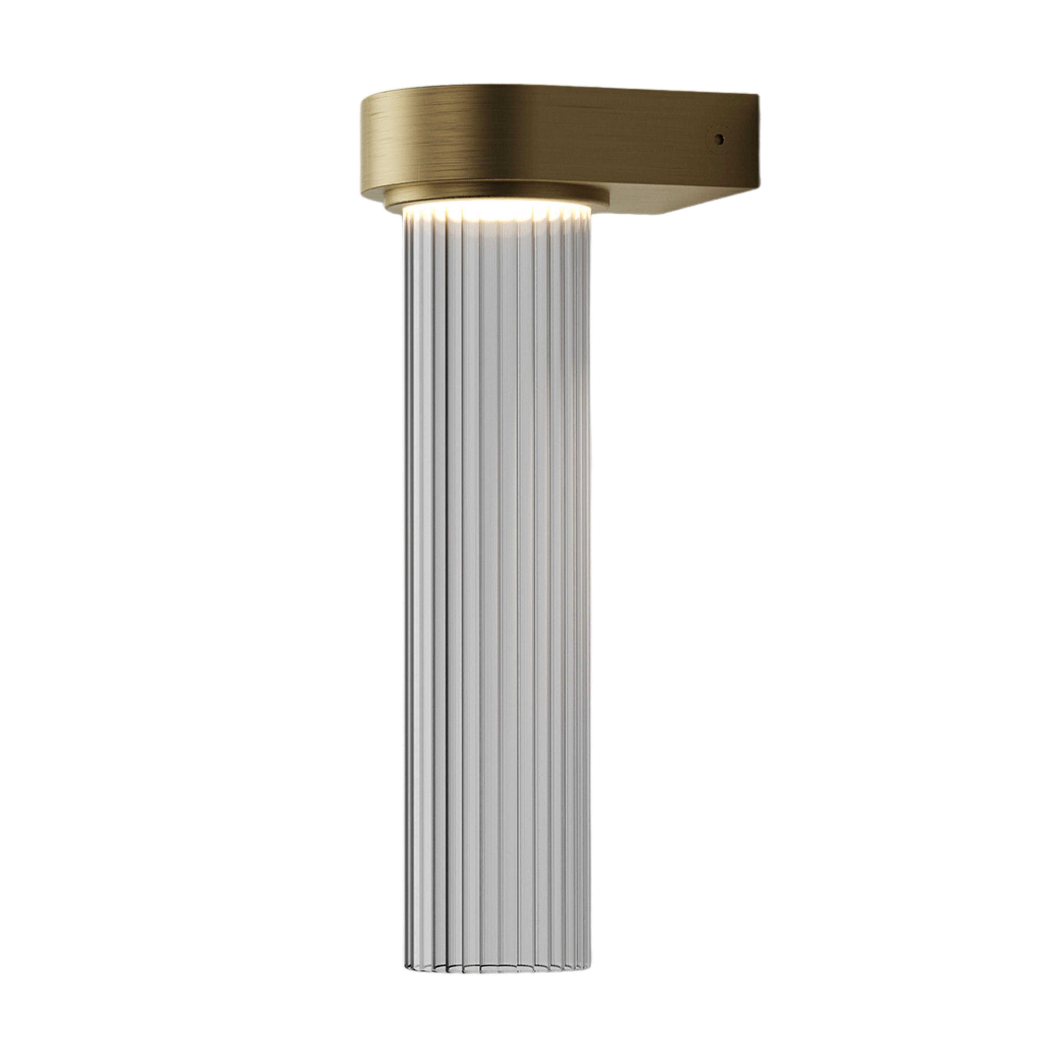 Edge Clear Ribbed Glass Old Brass Wall Light