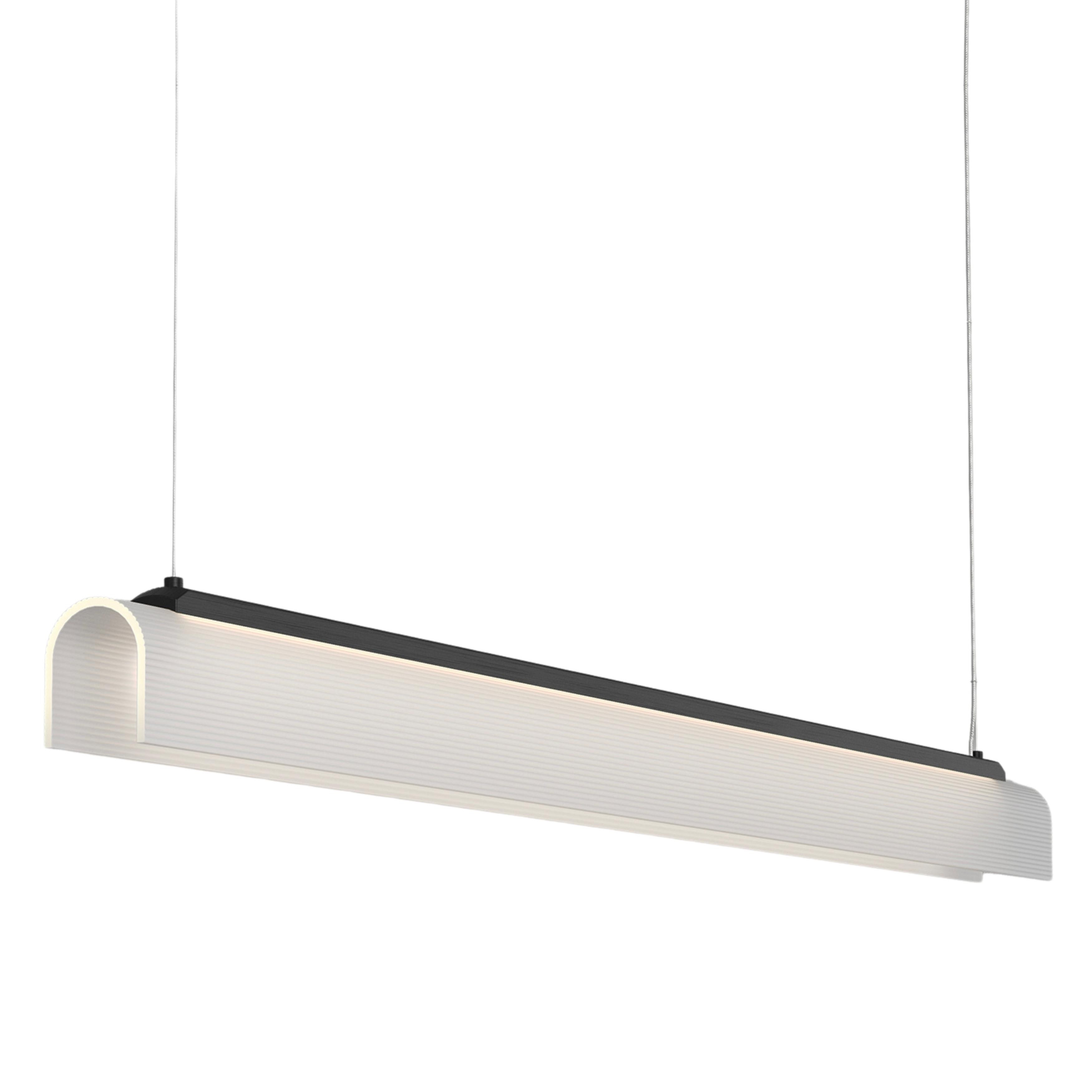 Edge Frosted Ribbed Glass Iron Linear Pendant