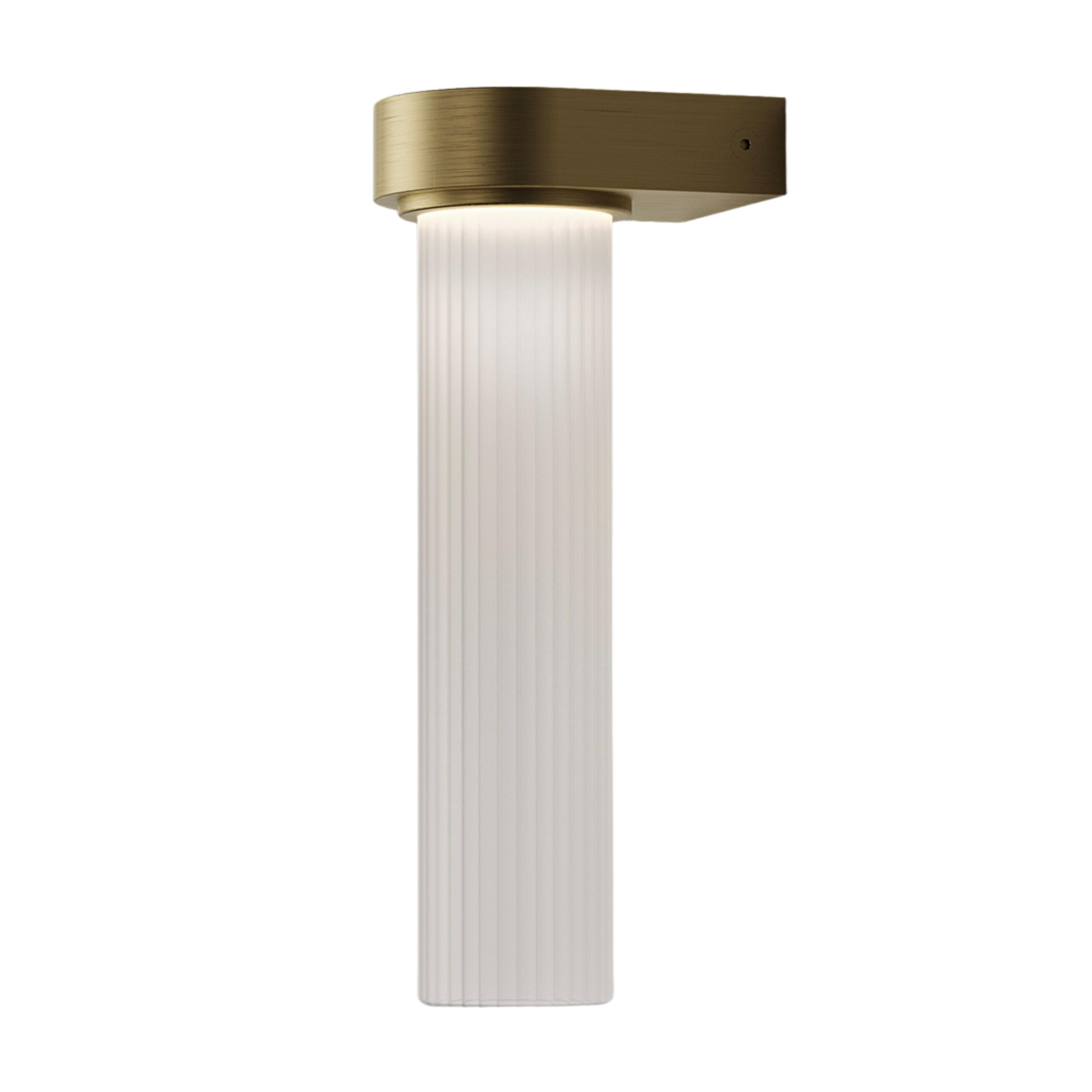 Edge Frosted Ribbed Glass Old Brass Wall Light