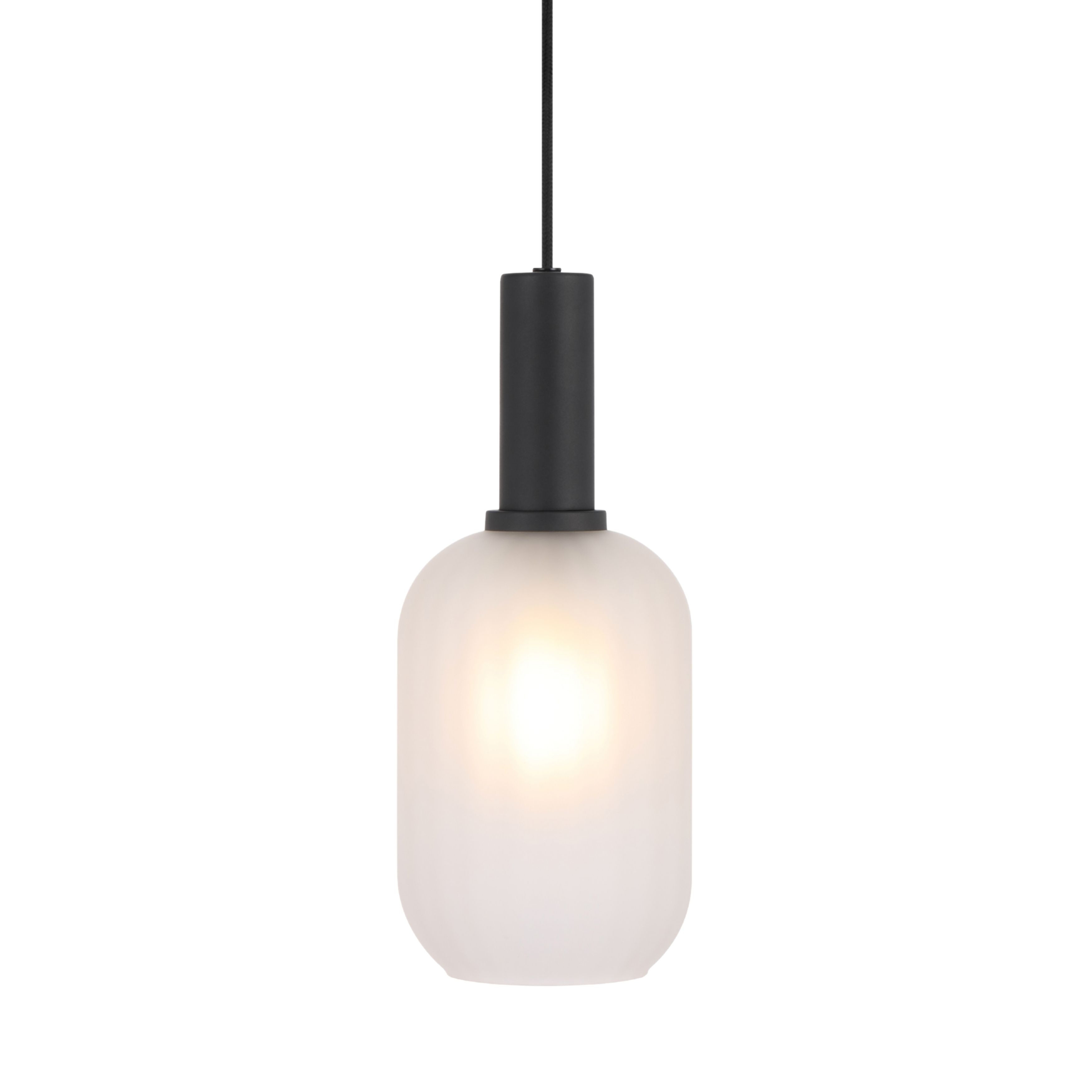 Aosta Elongated Oval Frosted Glass Black Pendant