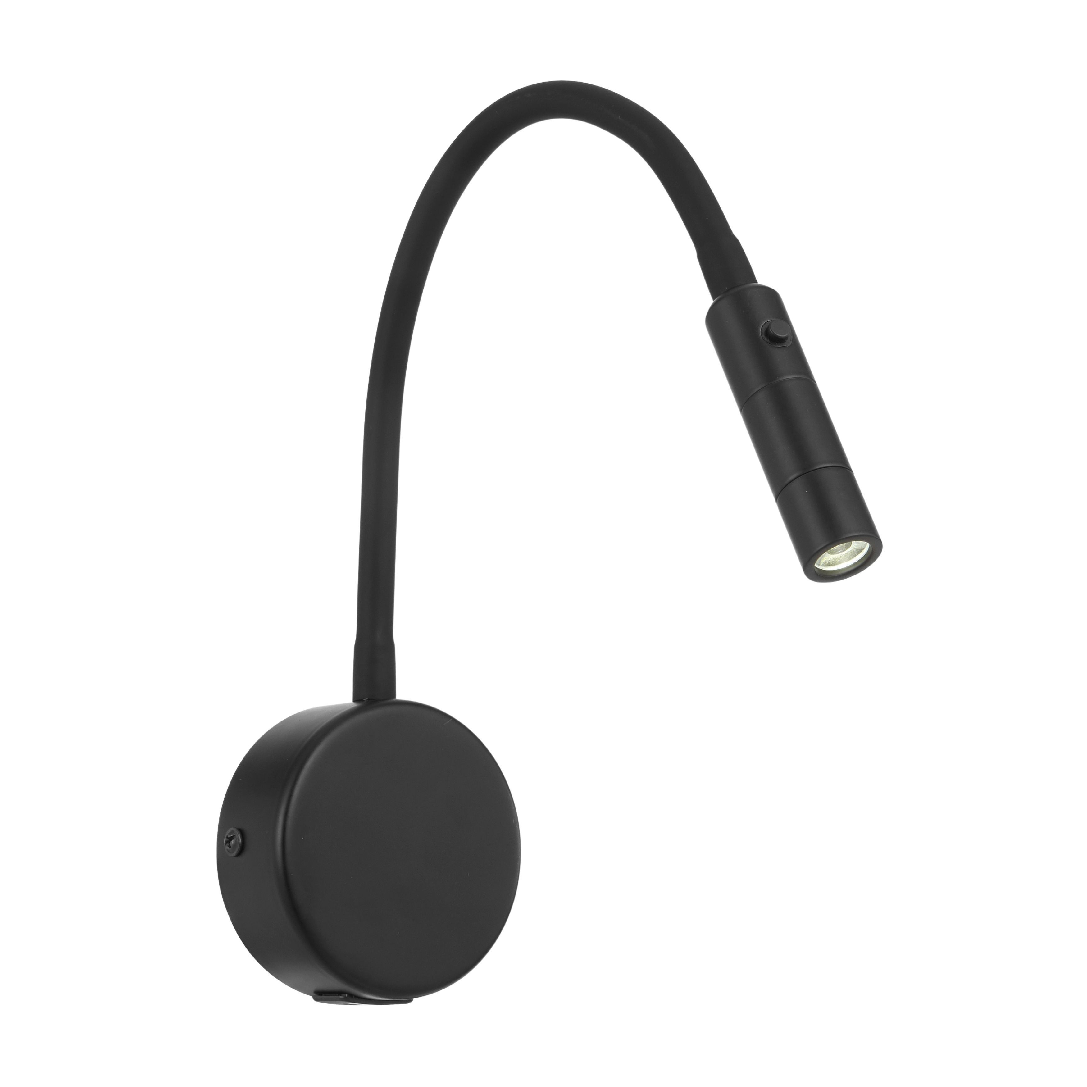 Arras Matt Black Flexible Bedside Wall Light with USB Port