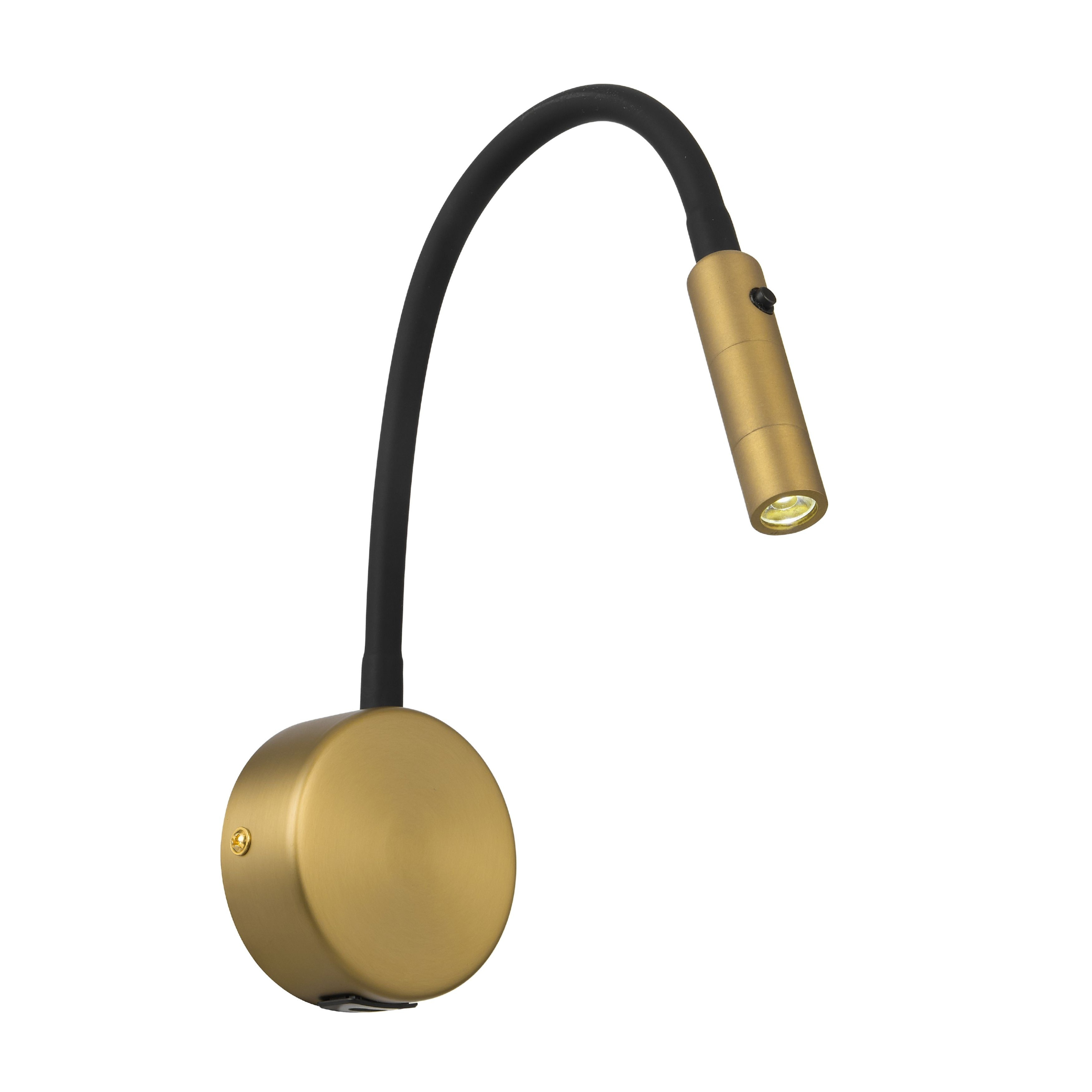 Arras Matt Brass Flexible Bedside Wall Light with USB Port