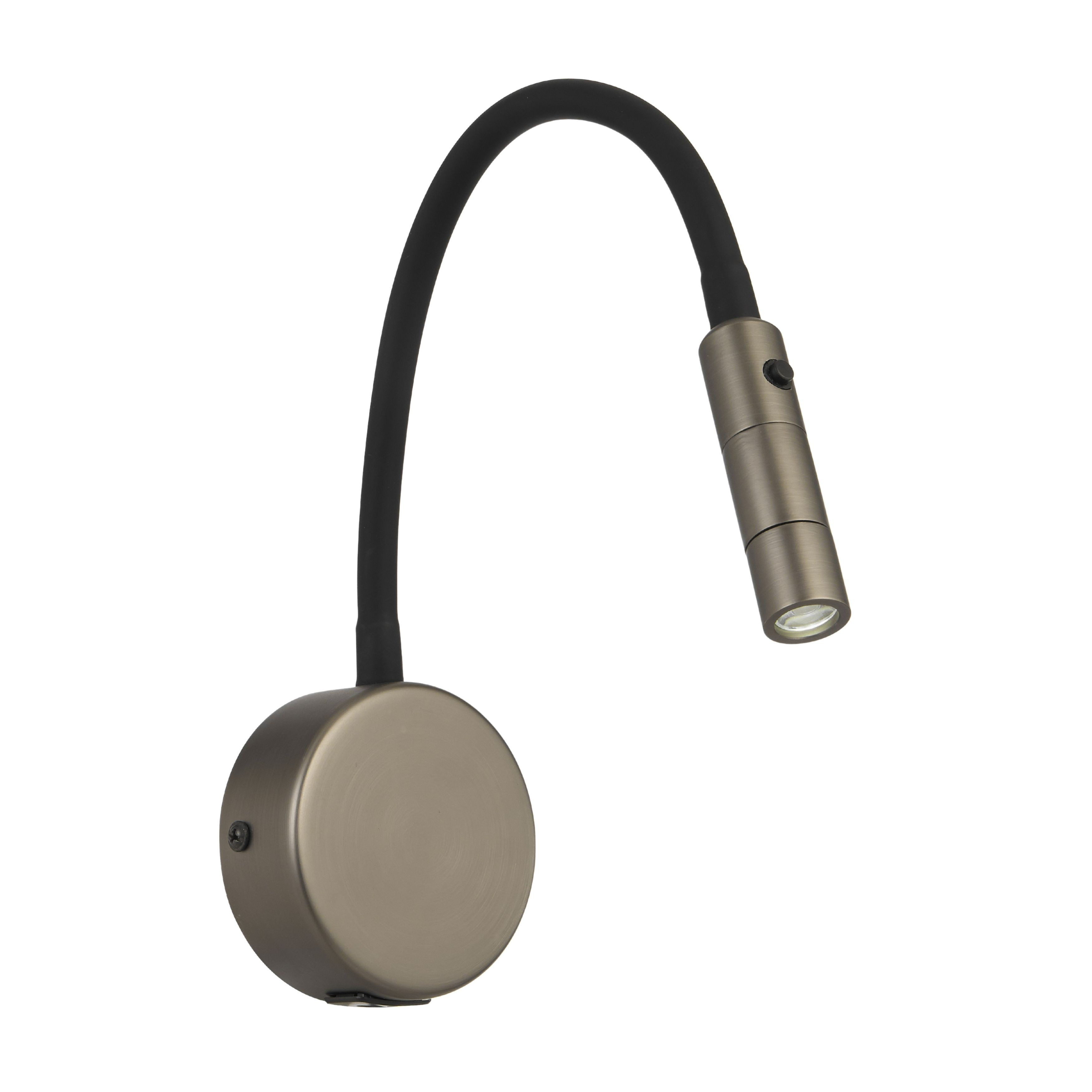 Arras Matt Nickel Flexible Bedside Wall Light with USB Port