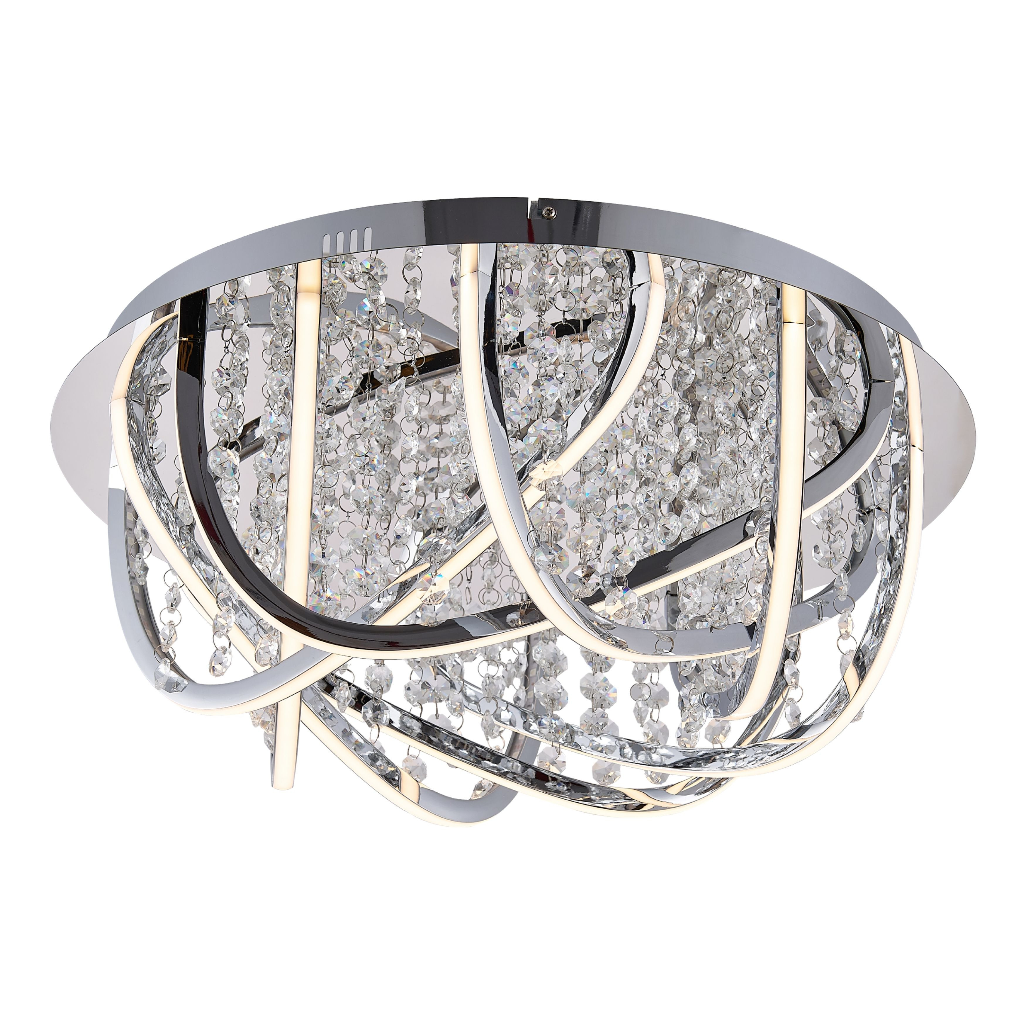 Raleigh Round Chrome RGB LED Statement Ceiling Light with Remote