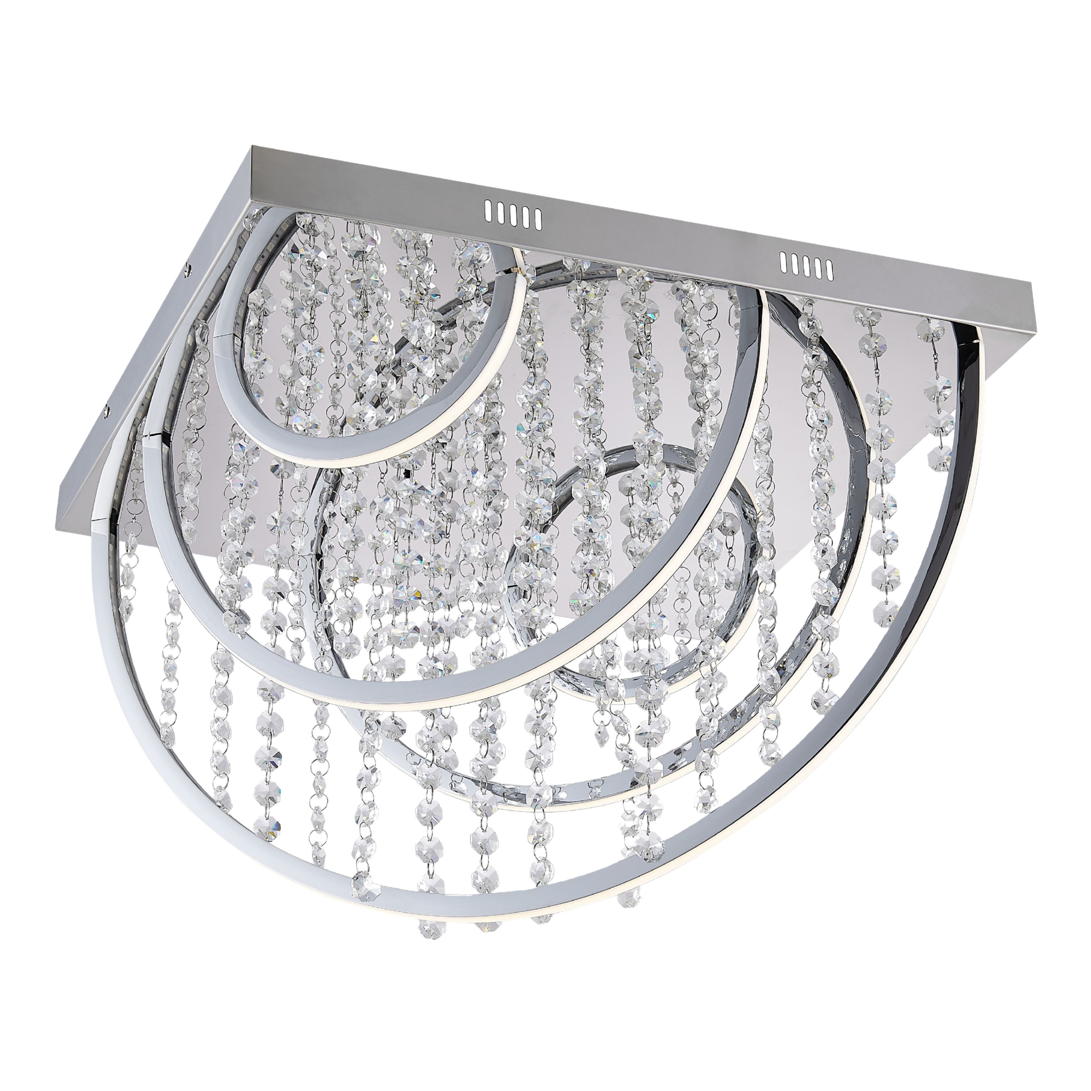 Raleigh Square Chrome RGB LED Statement Ceiling Light with Remote