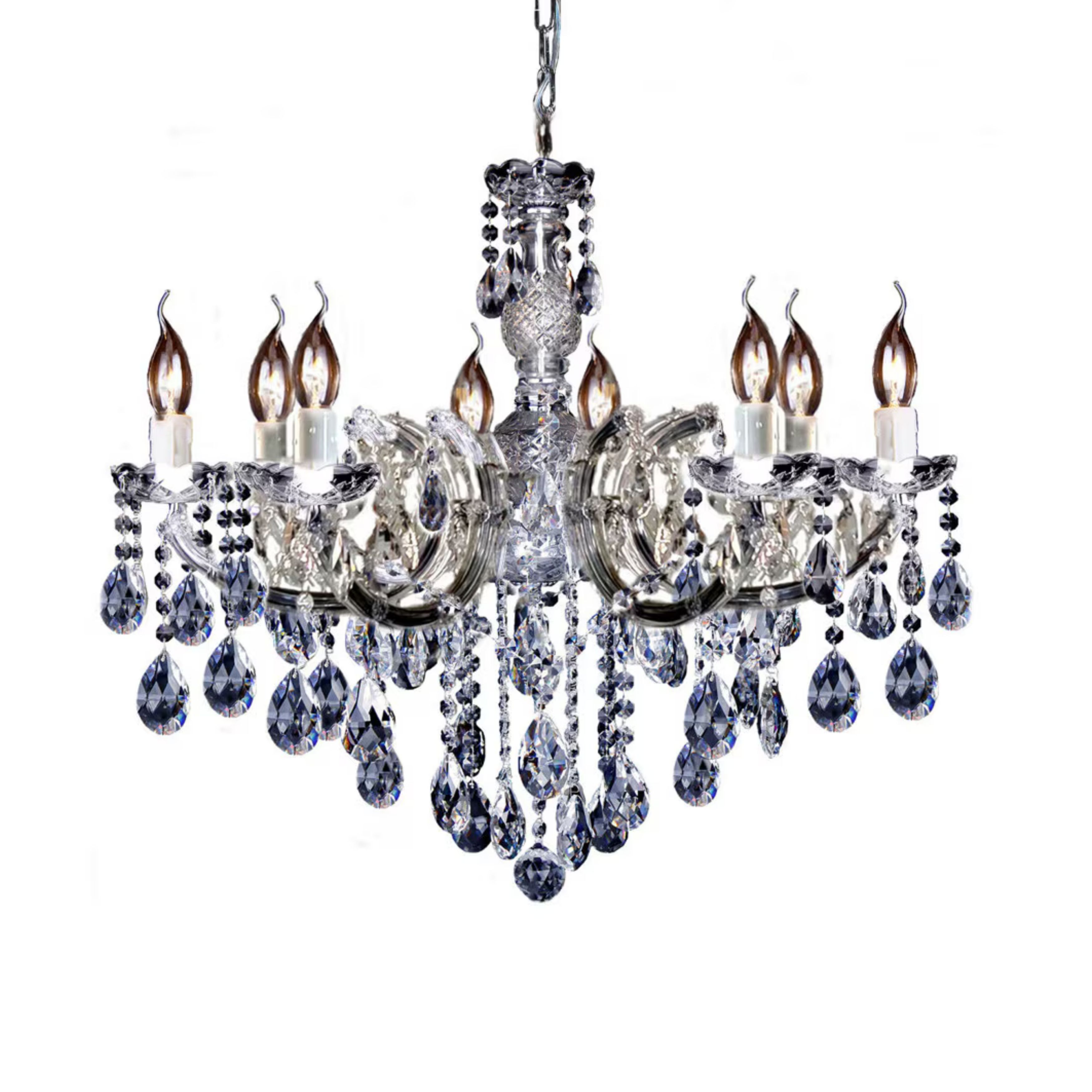 Zurich 8 Light Chrome Crystal Drops Chandelier
