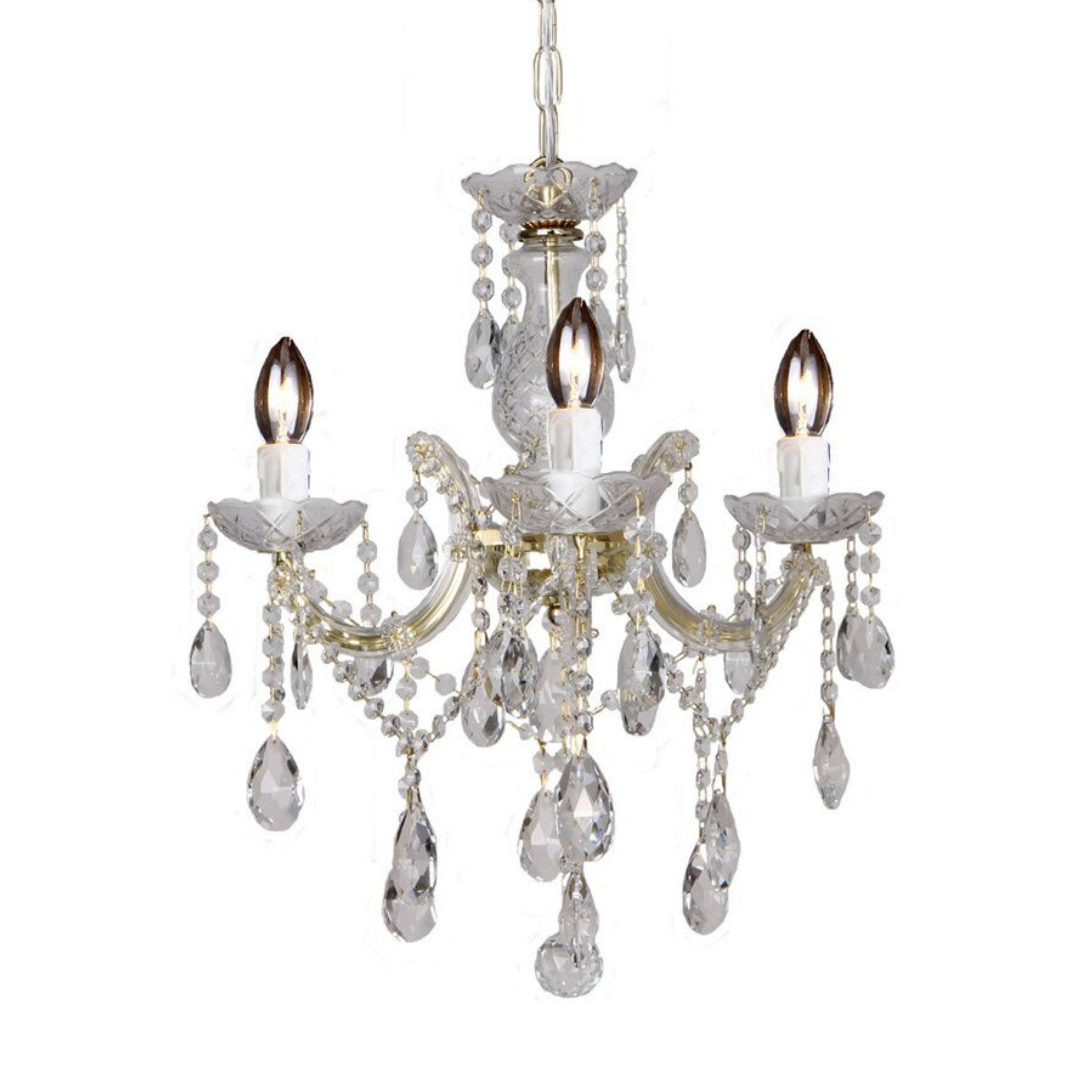 Zurich 3 Light Gold Crystal Drops Chandelier