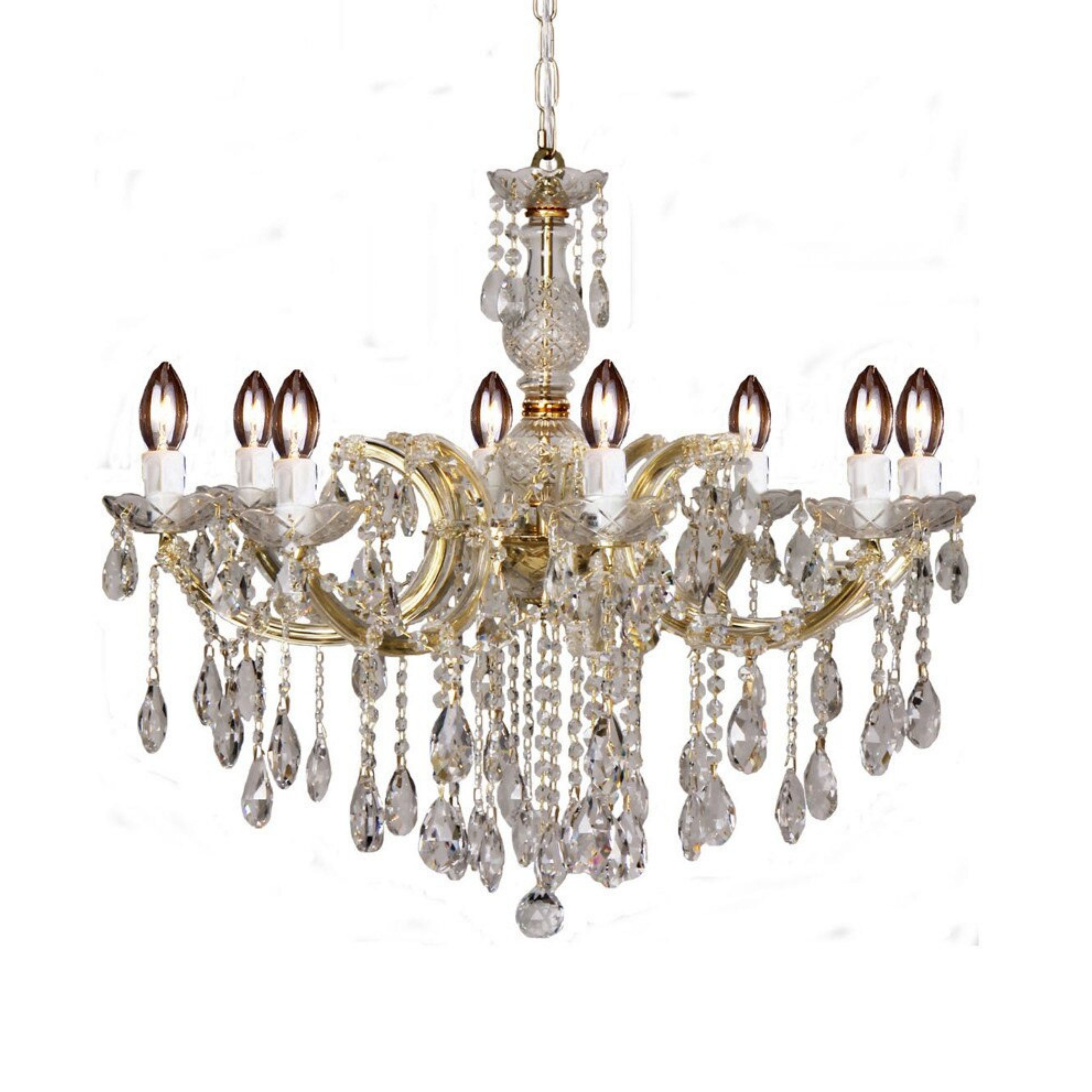 Zurich 8 Light Gold Crystal Drops Chandelier