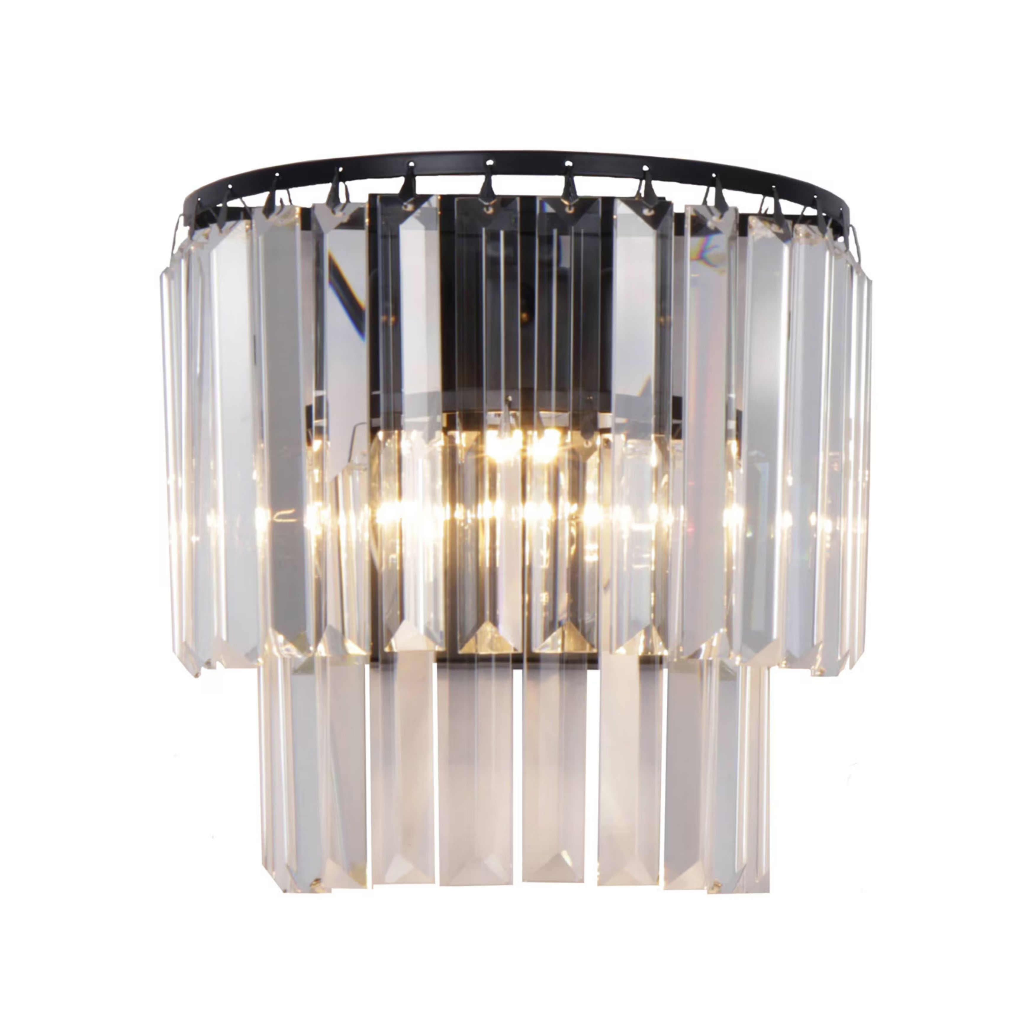 Celestial 2 Light Black Crystal Wall Light