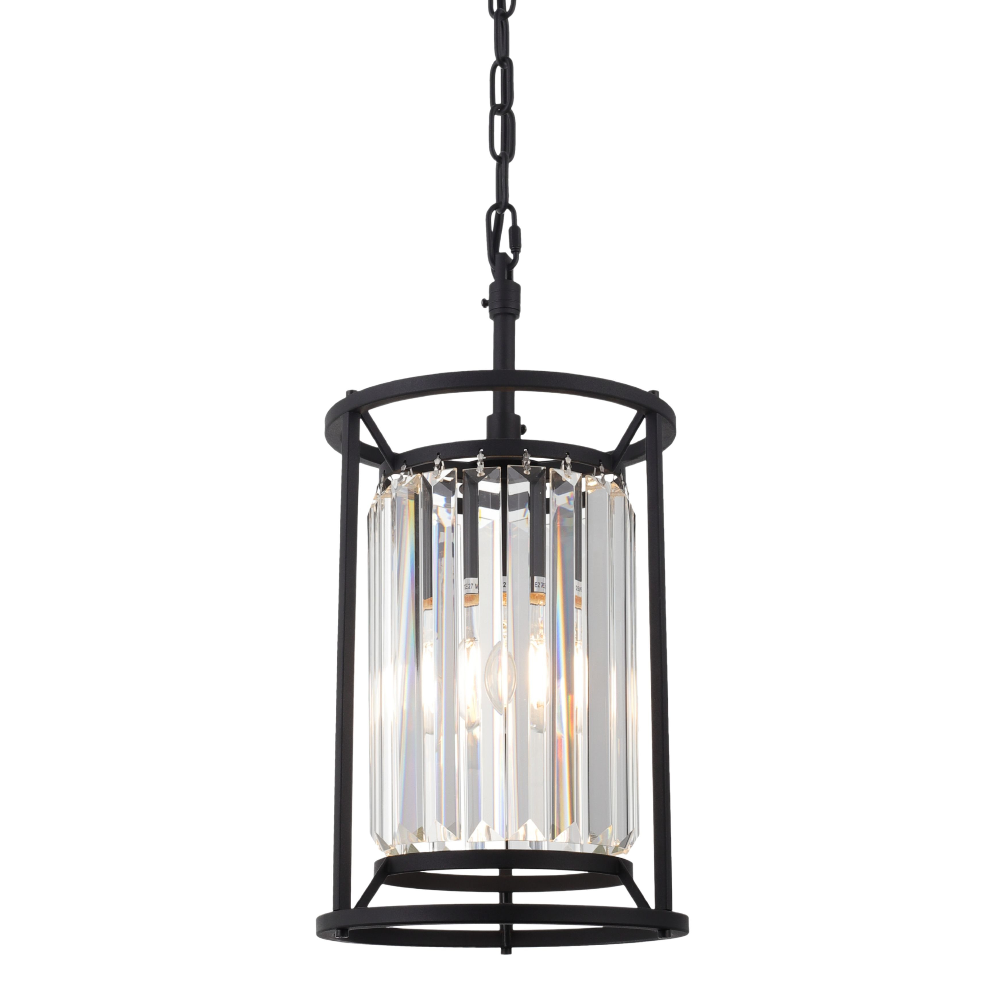 Amelia Clear Crystal Prism Black Cylinder Solo Pendant