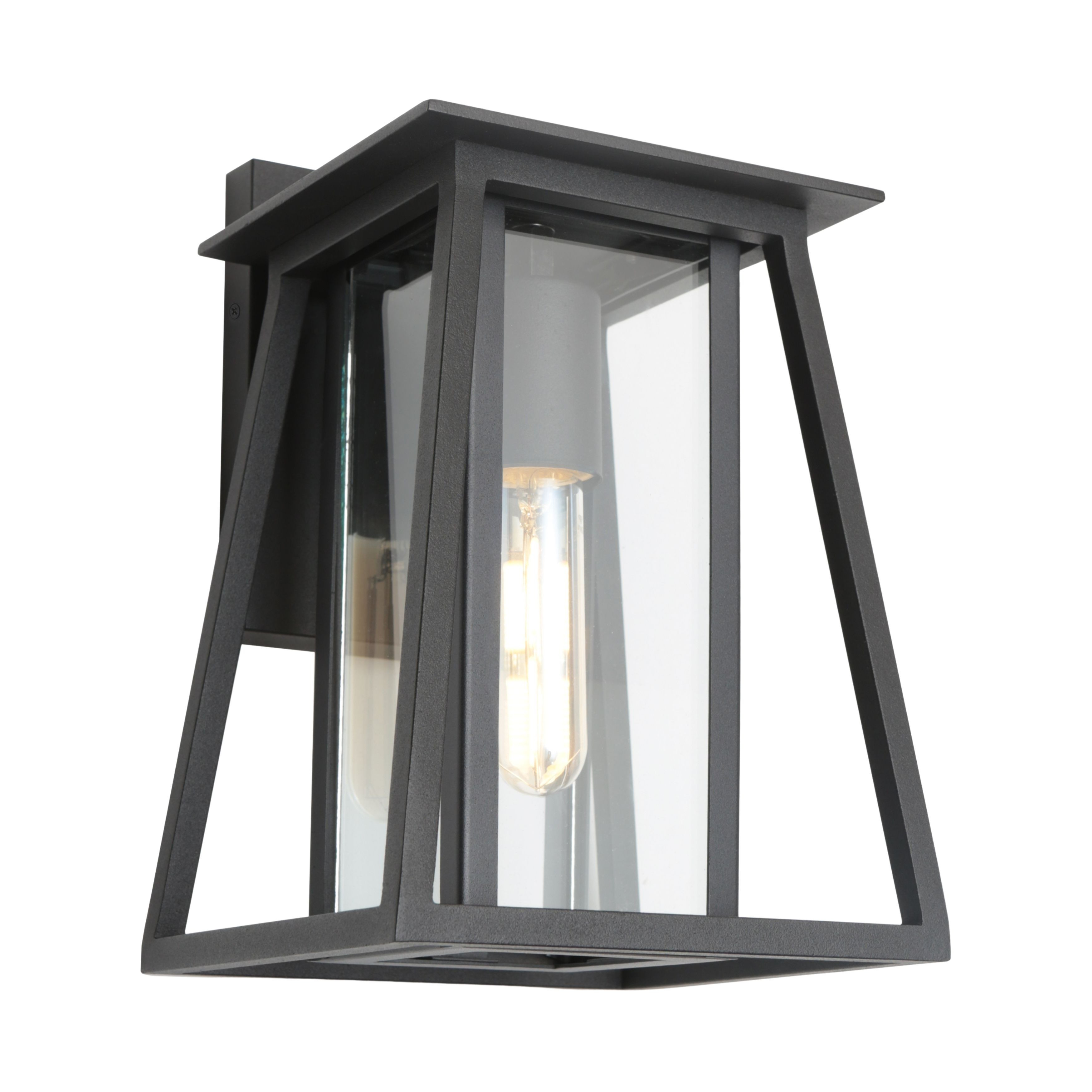 Dover Clear Glass Black Lantern Wall Light
