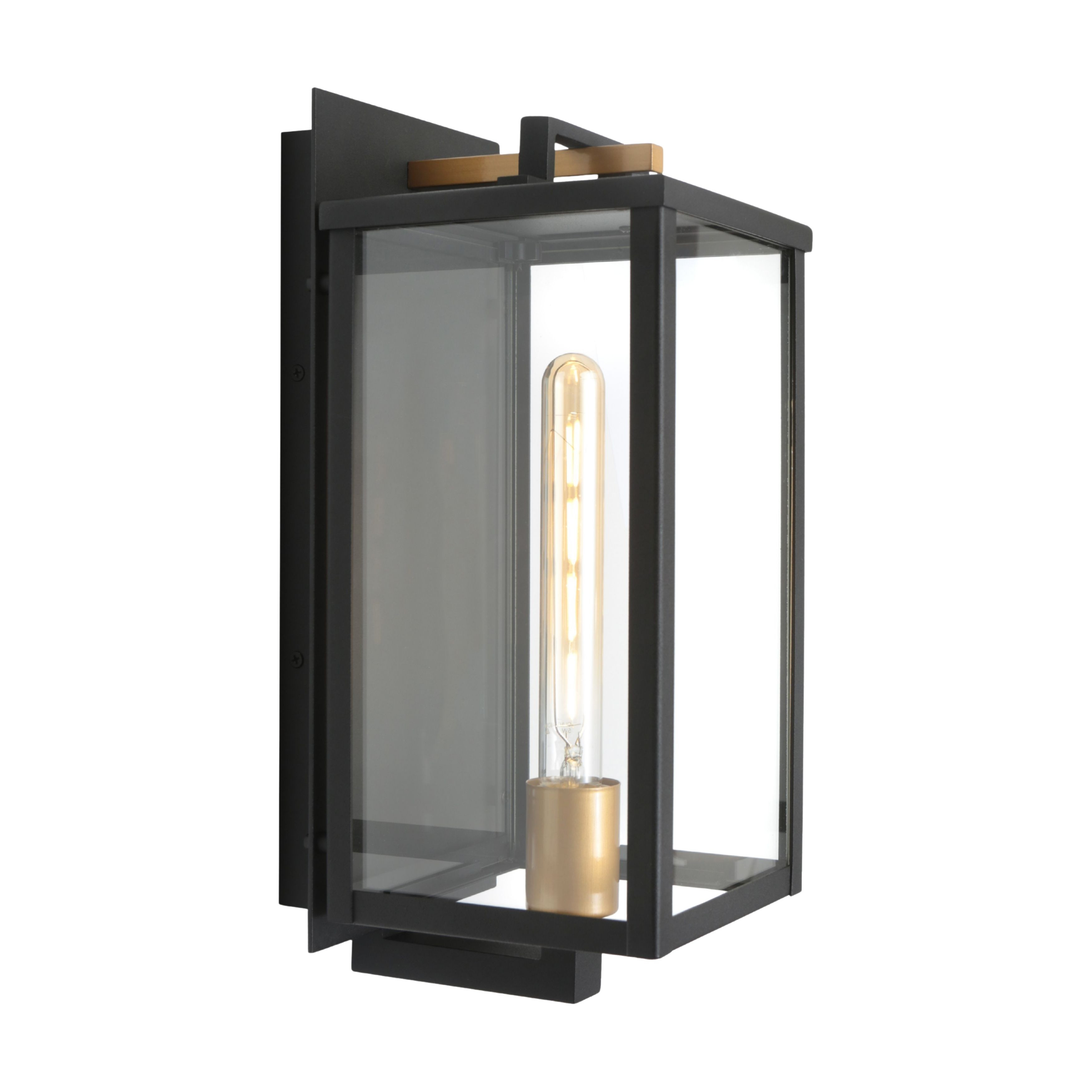 Lille Black Clear Glass Outdoor Lantern Wall Light