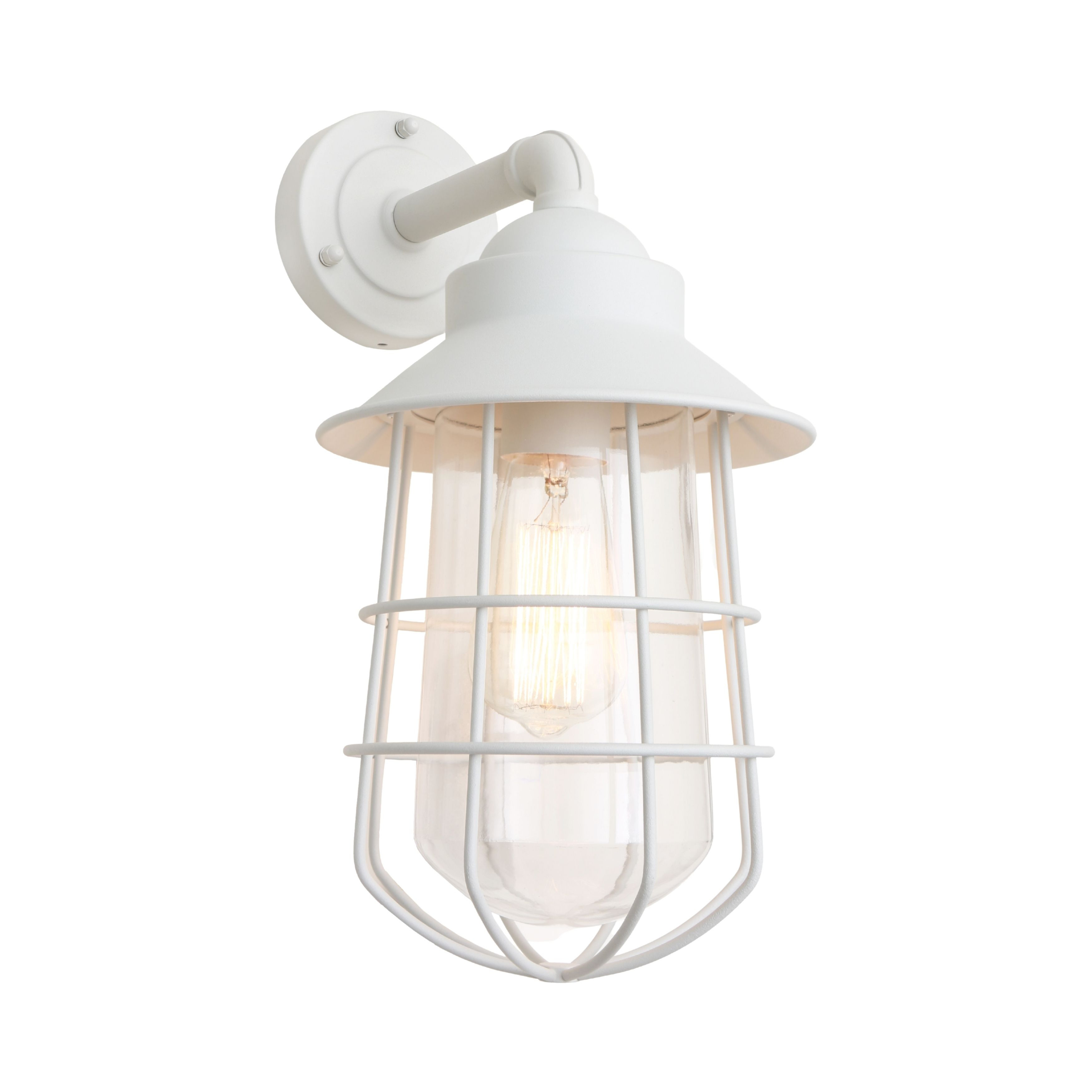 Lincoln Exterior White Caged Wall Lamp
