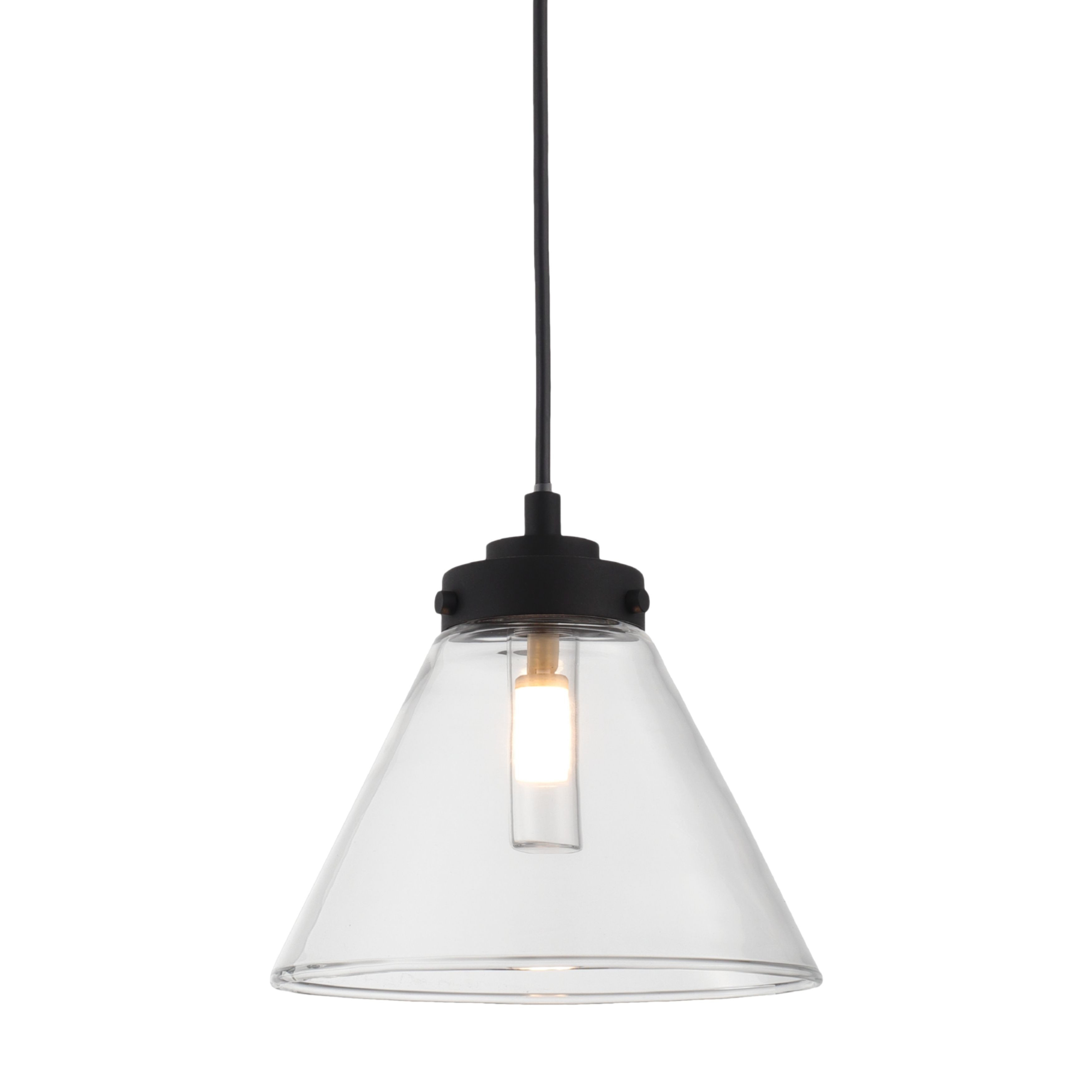 Matisse IP44 Black Metal Clear Cone Glass Pendant