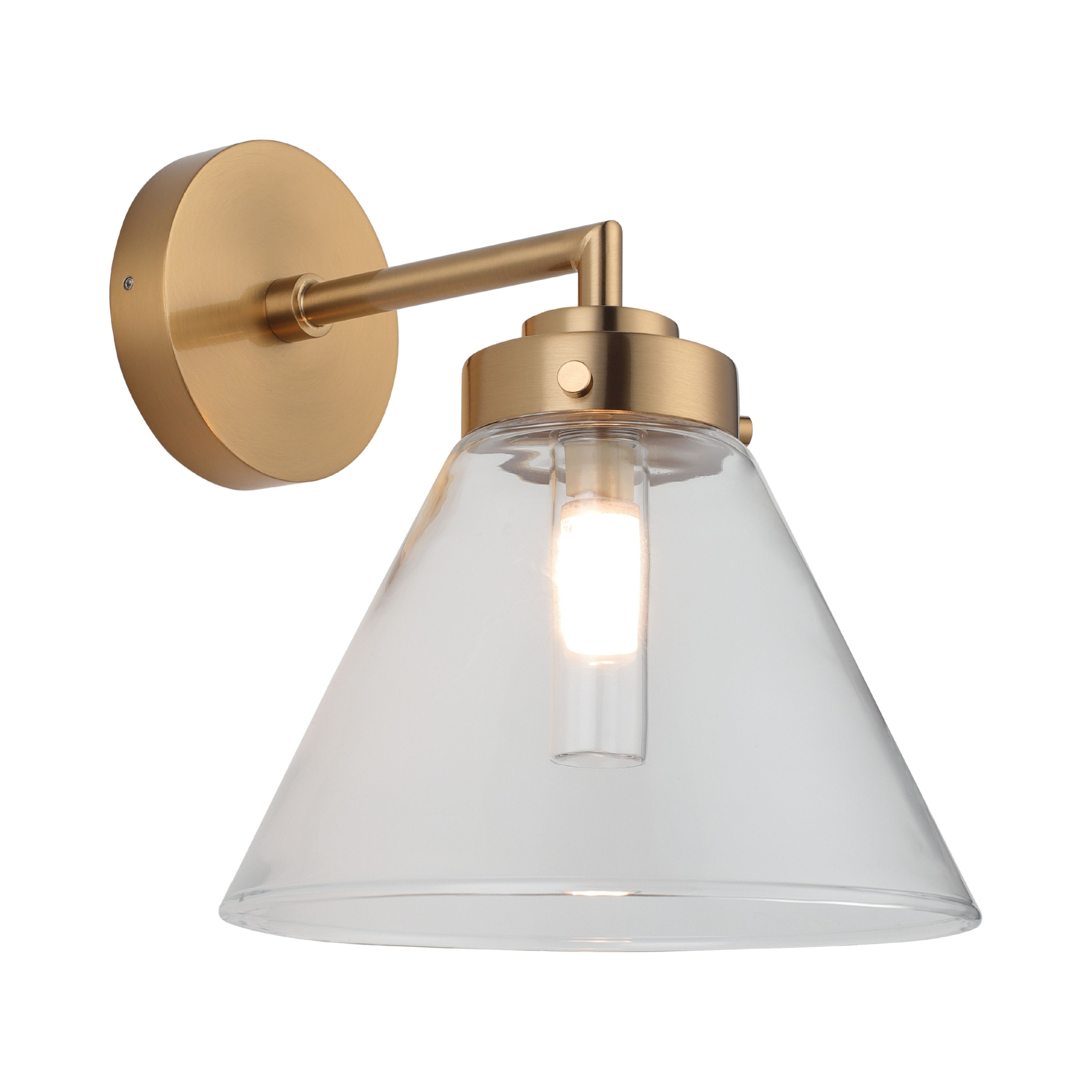 Matisse IP44 Gold Metal Clear Cone Glass Wall Light