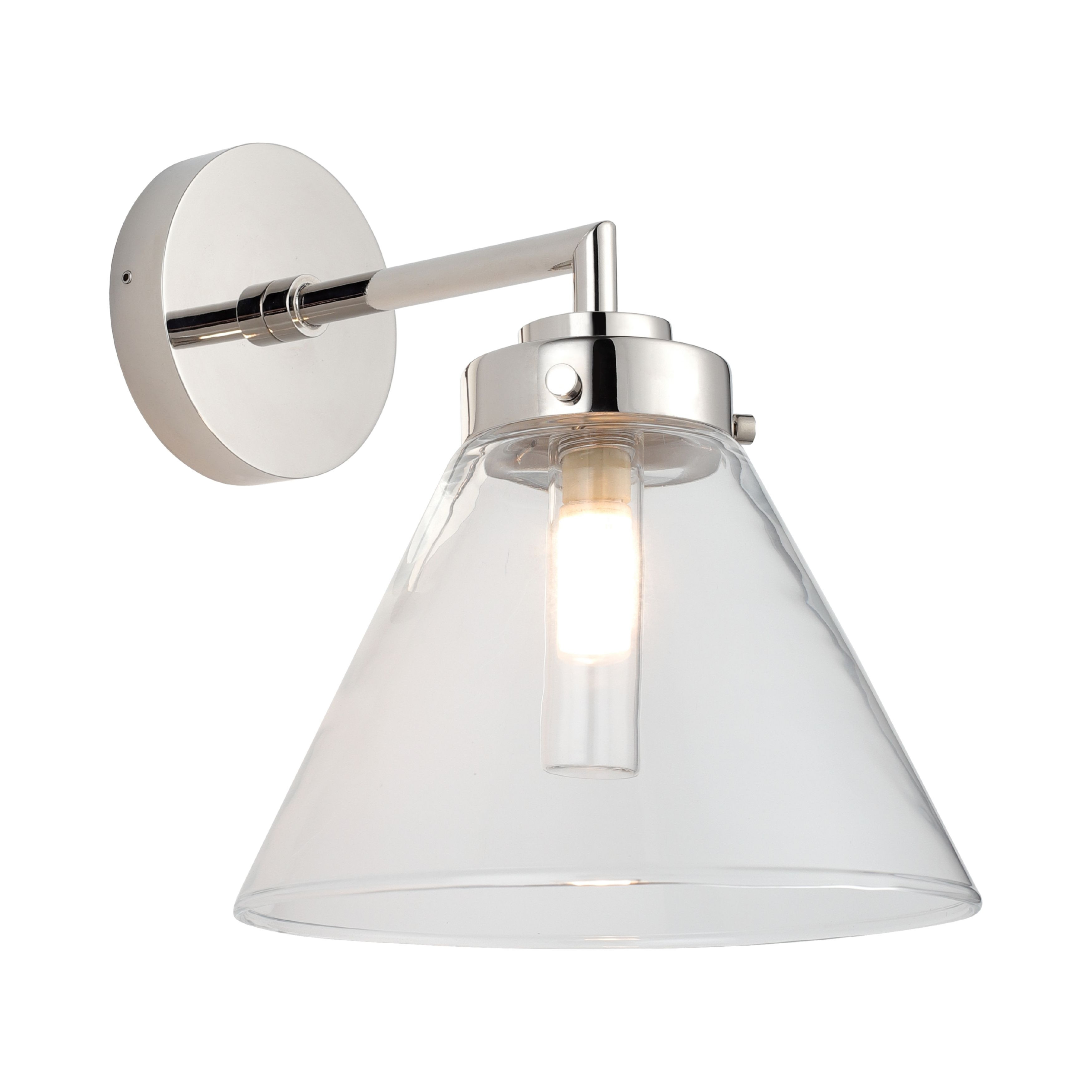 Matisse IP44 Nickel Metal Clear Cone Glass Wall Light
