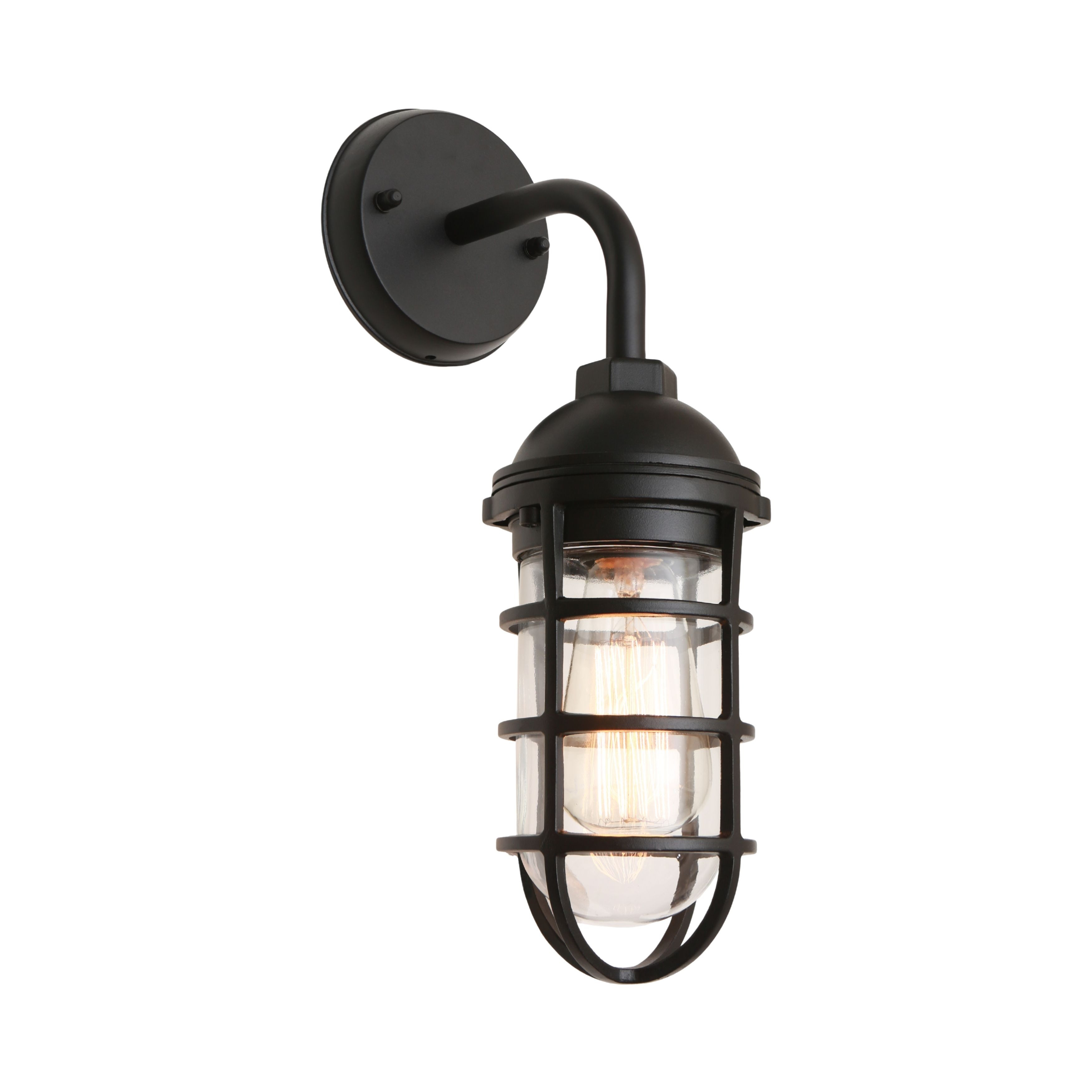 Newport Outdoor Black Caged Wall Light