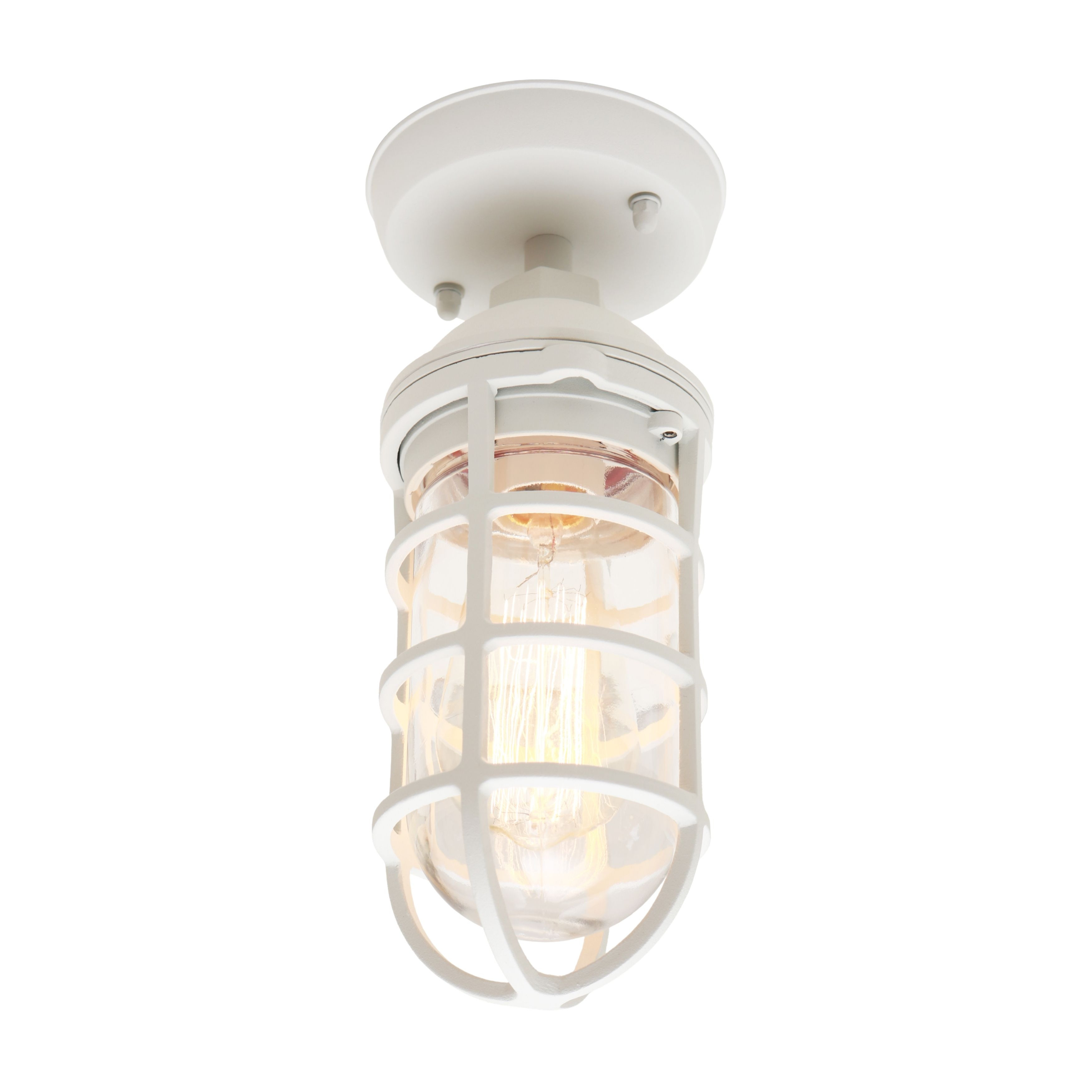 Newport Outdoor White Caged Under Eave Light