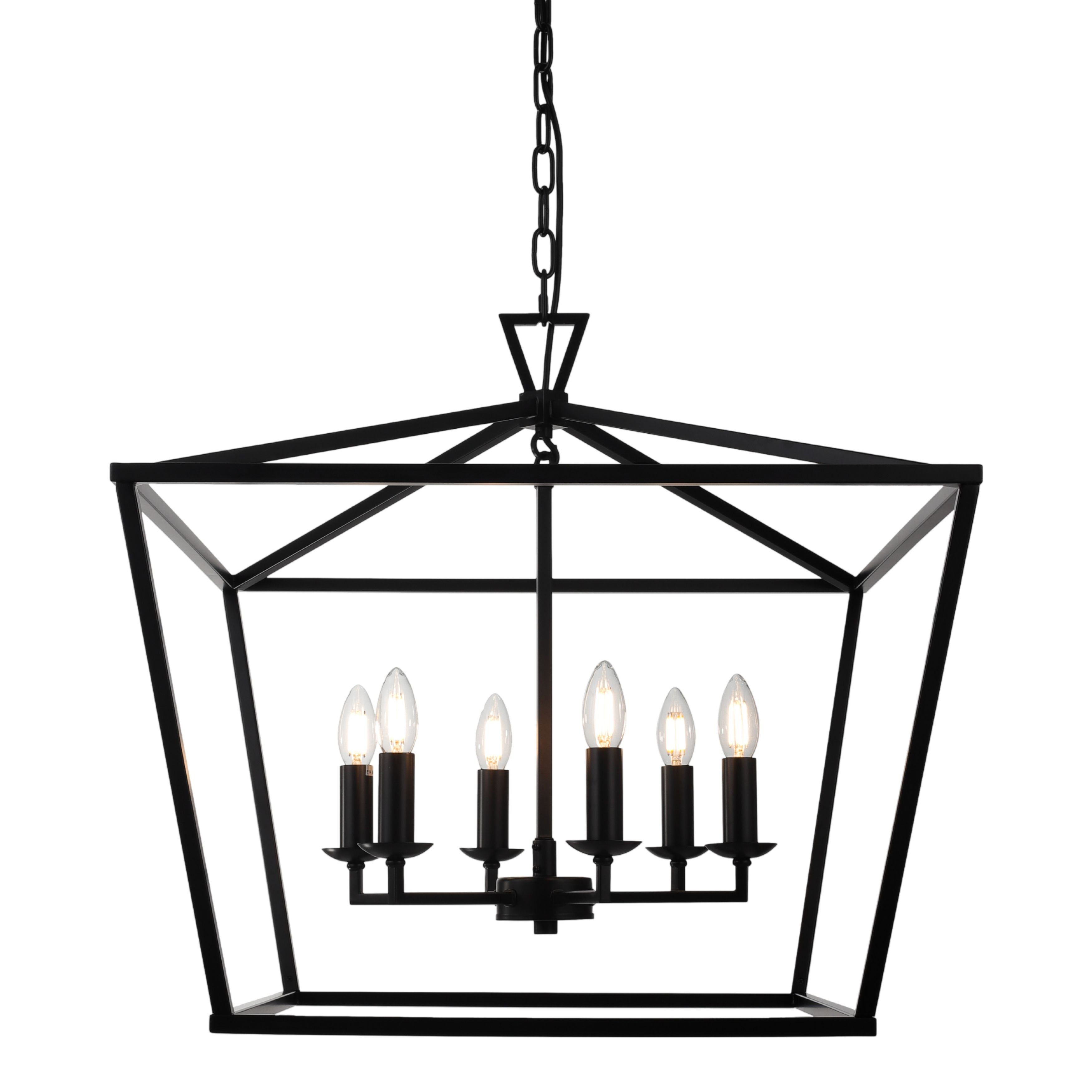 Perigan 6 Light Black Lantern Pendant Light