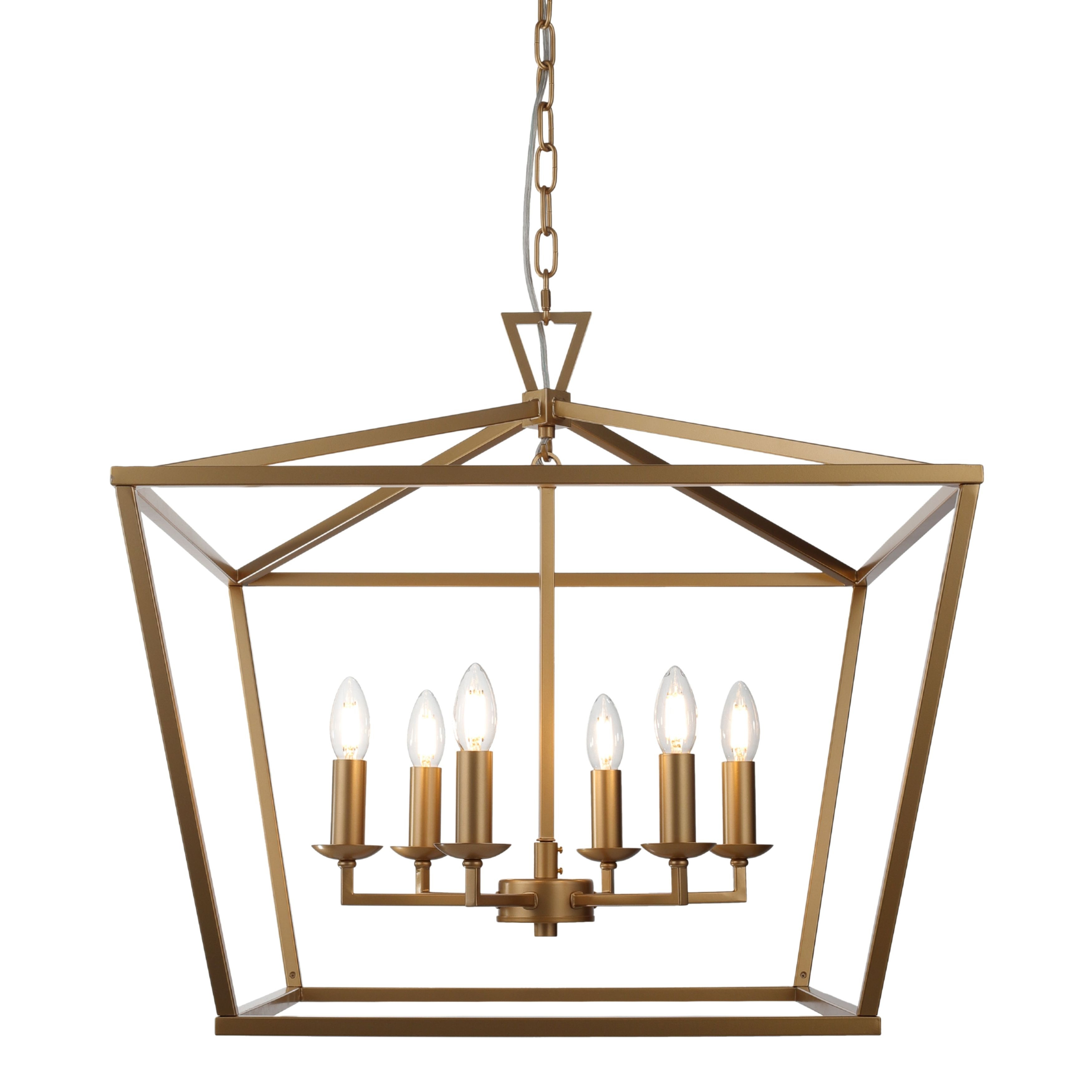 Perigan 6 Light Gold Lantern Pendant Light