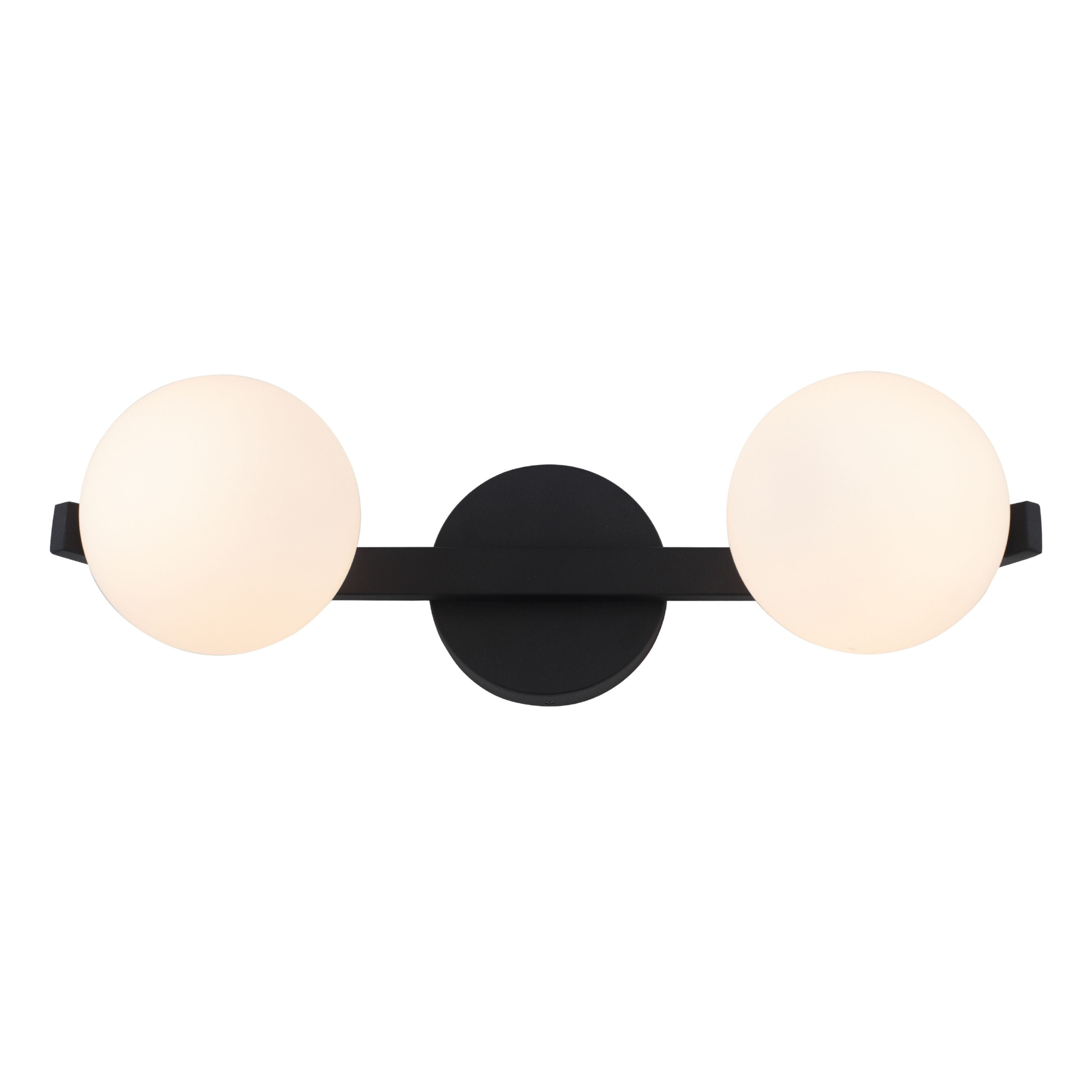 Rayna IP44 Matt Opal Glass Black Twin Wall Light
