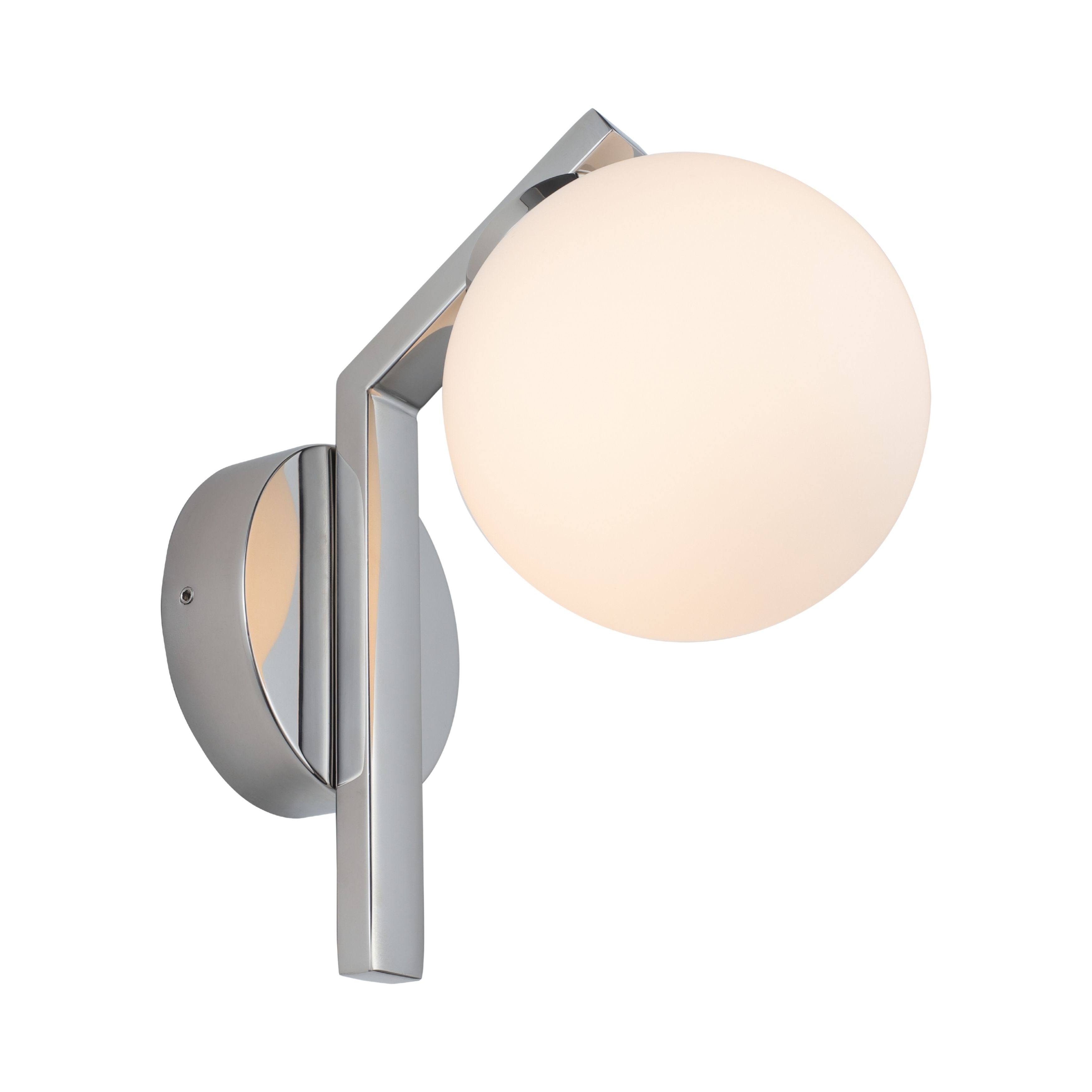 Rayna IP44 Matt Opal Glass Chrome Wall Light