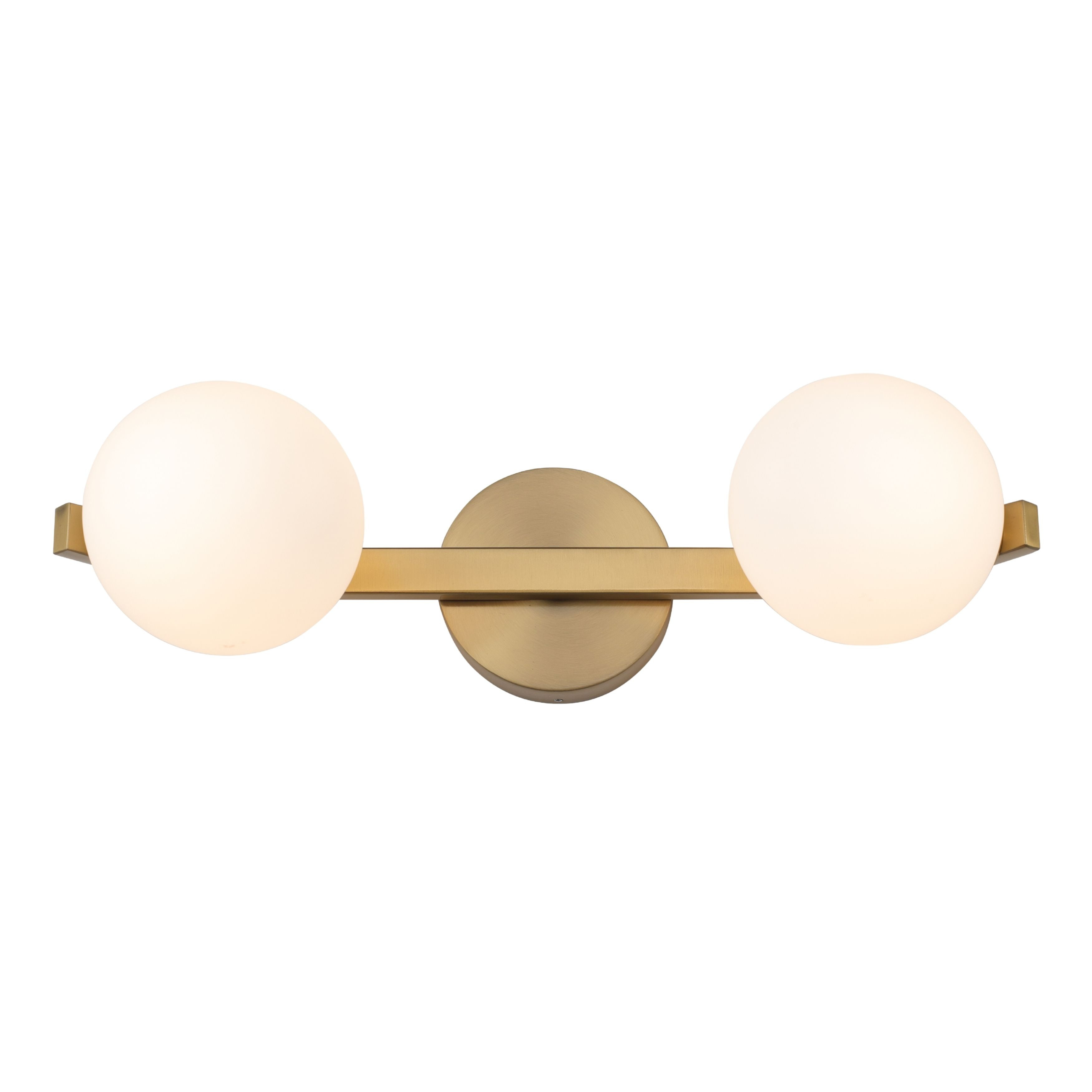 Rayna IP44 Matt Opal Glass Gold Twin Wall Light