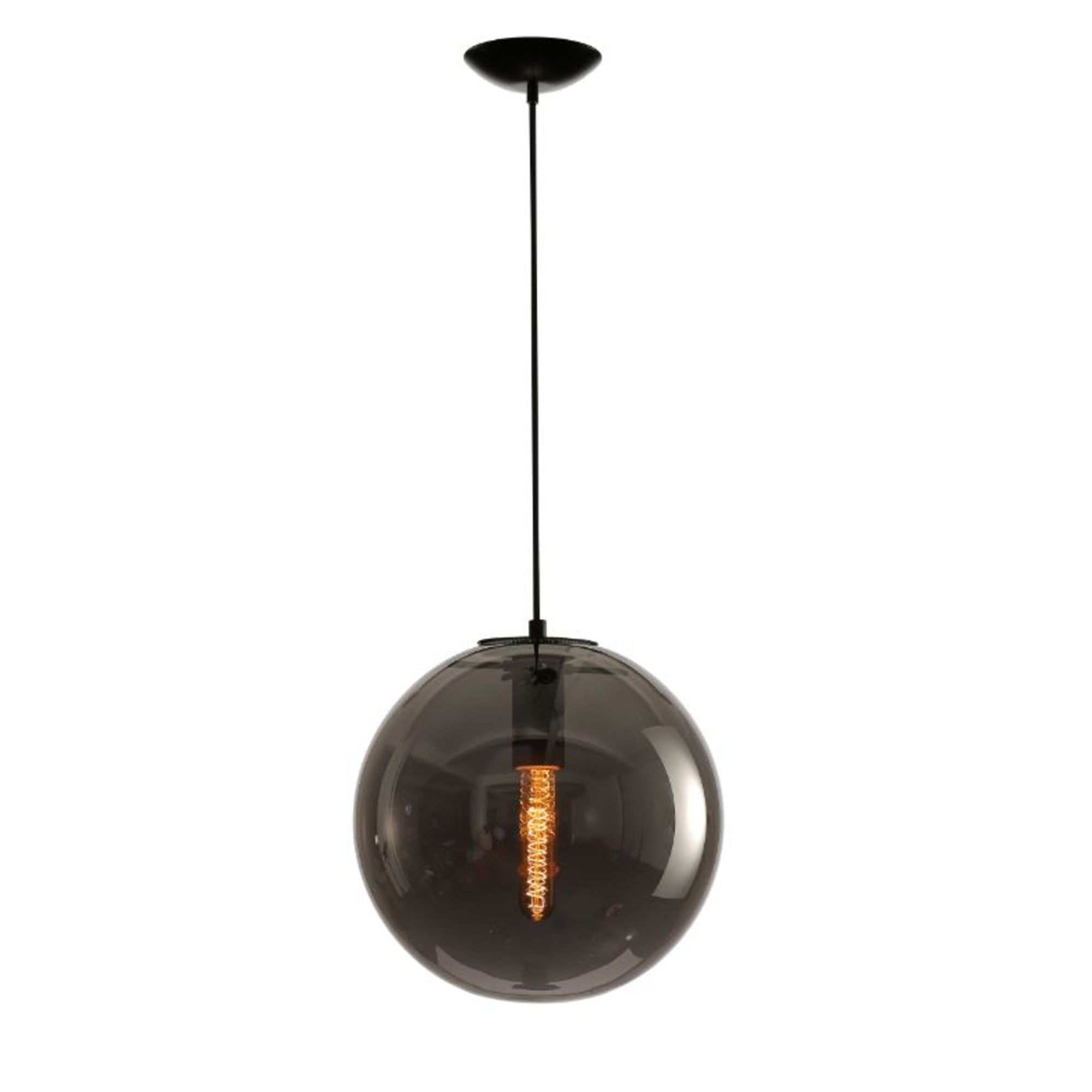 Round Ball Smokey Glass Nordic Pendant Light - Black