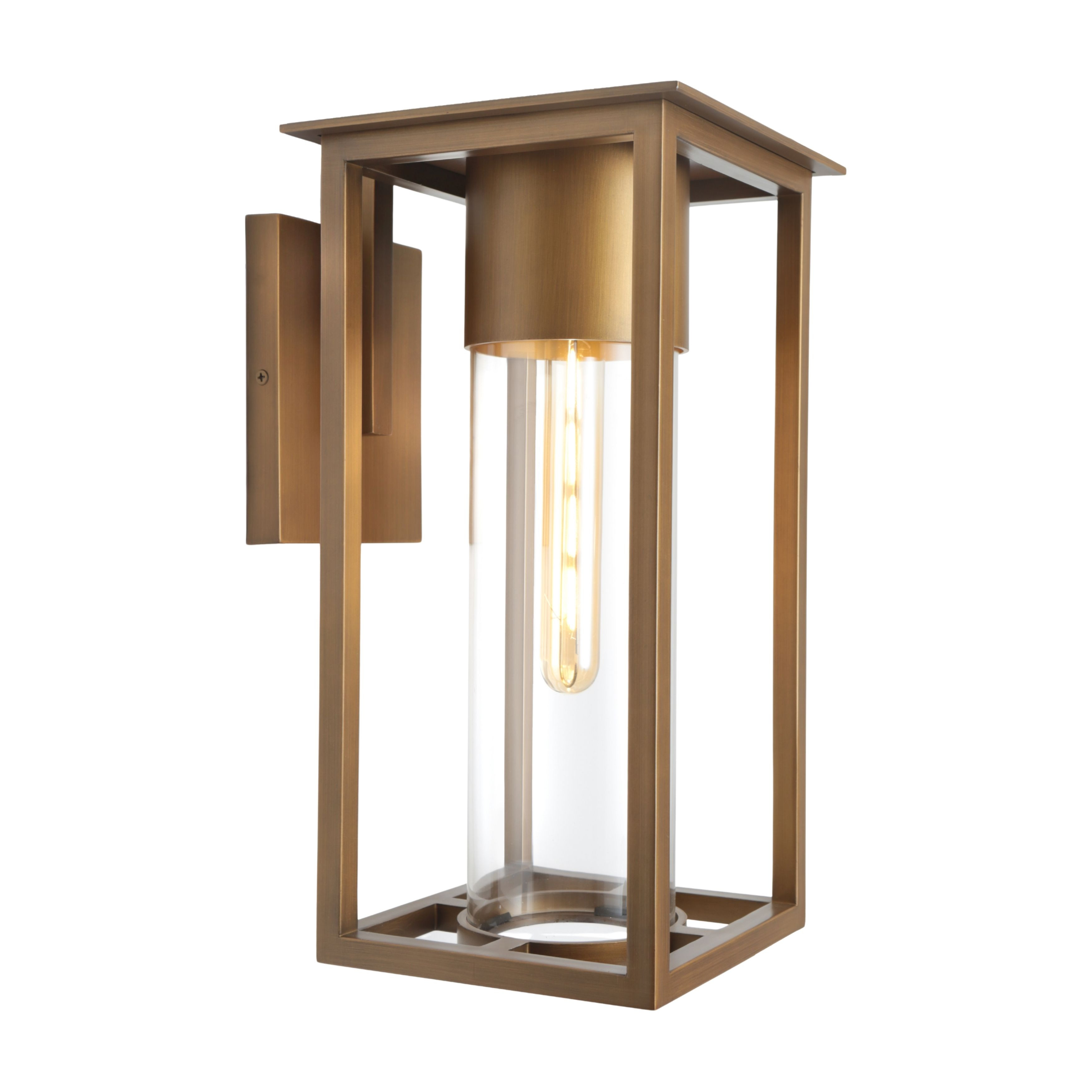 Ryde Aged Brass Outdoor Lantern Wall Light