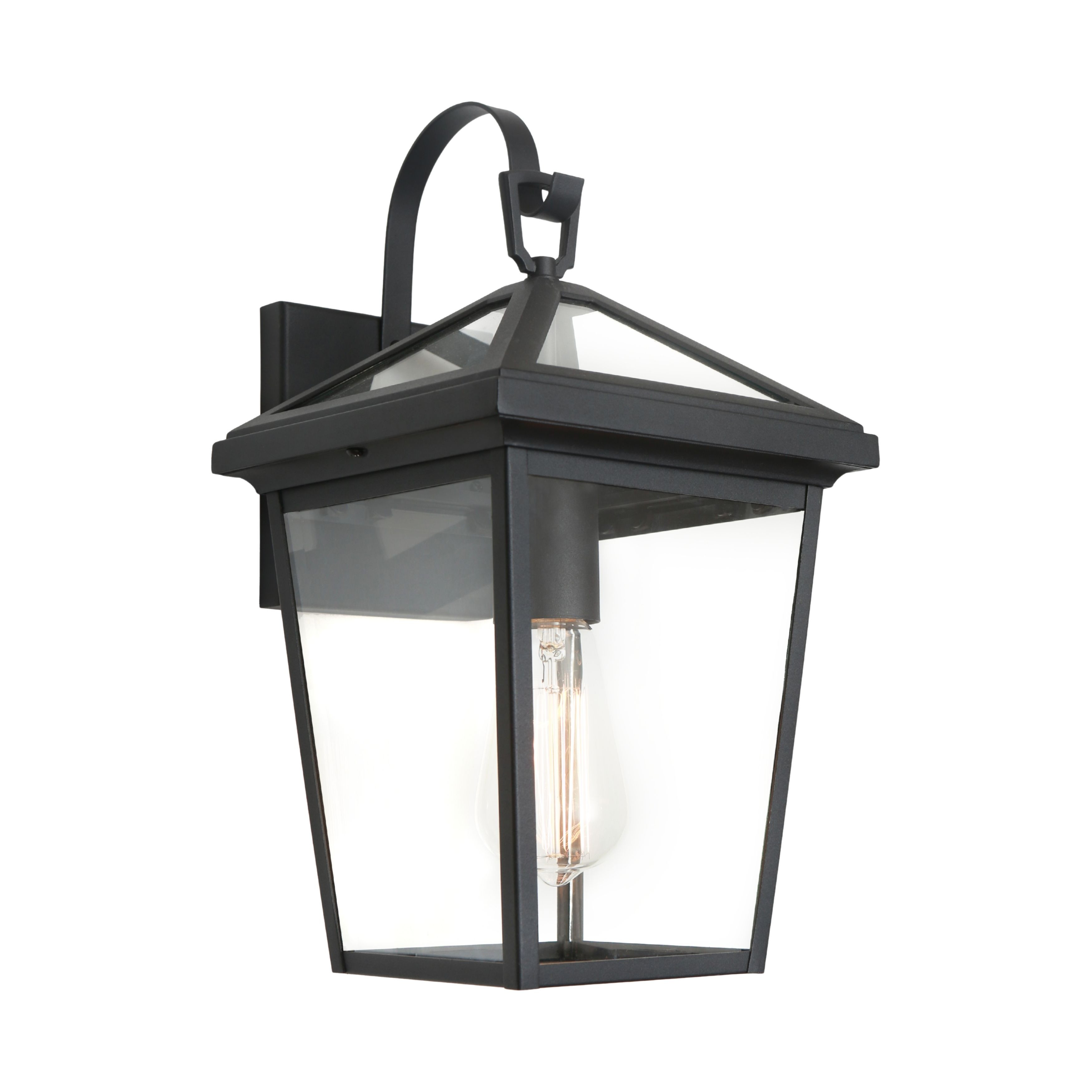 Verana Exterior Black Clear Glass Coach Wall Light