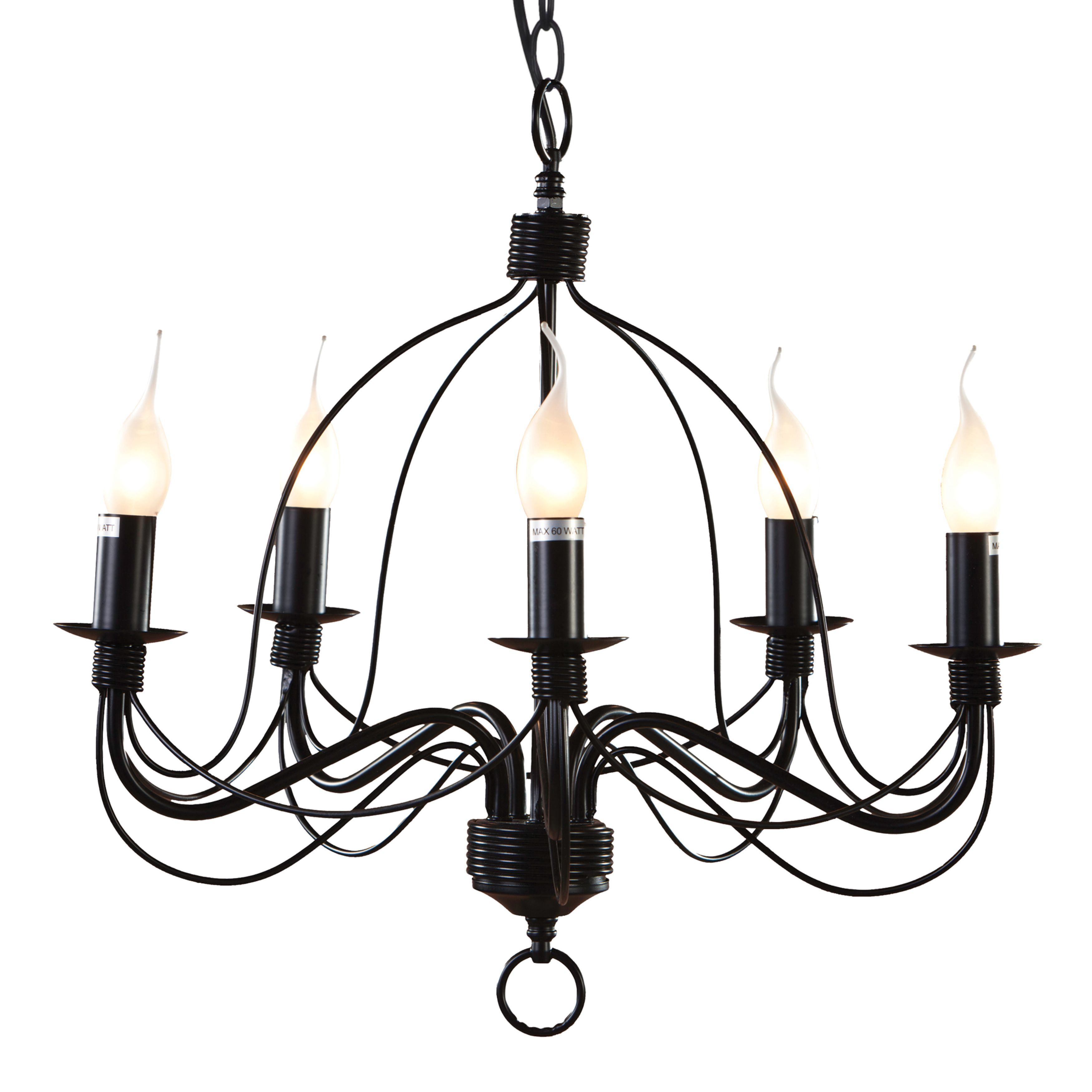 Candice 5 Light Traditional Black Candle Chandelier