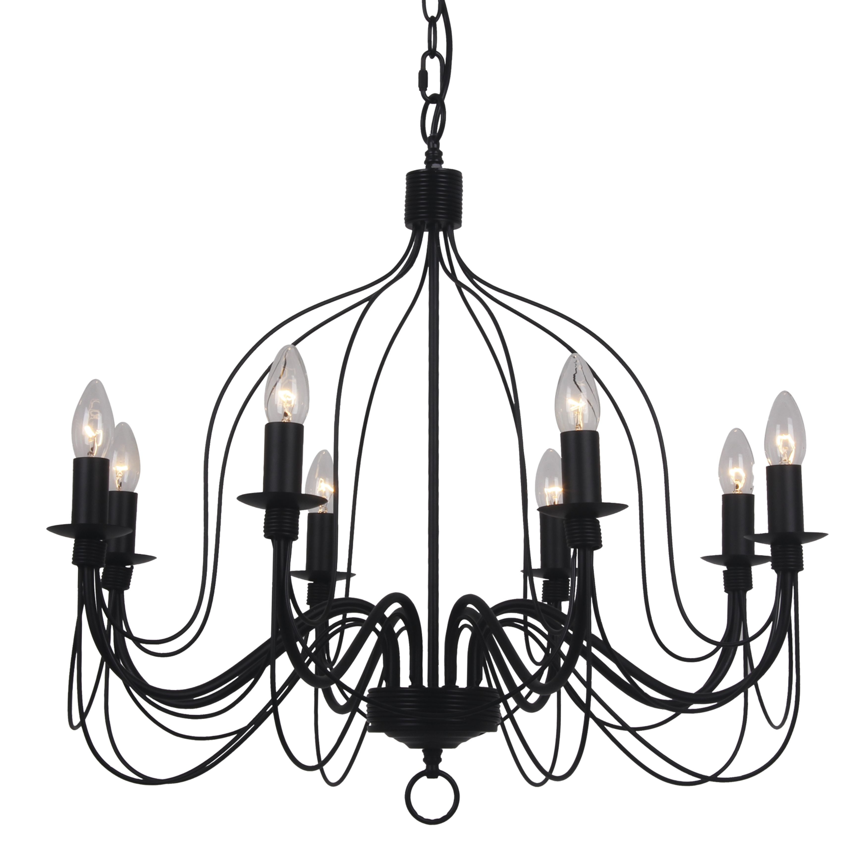 Candice 8 Light Traditional Black Candle Chandelier