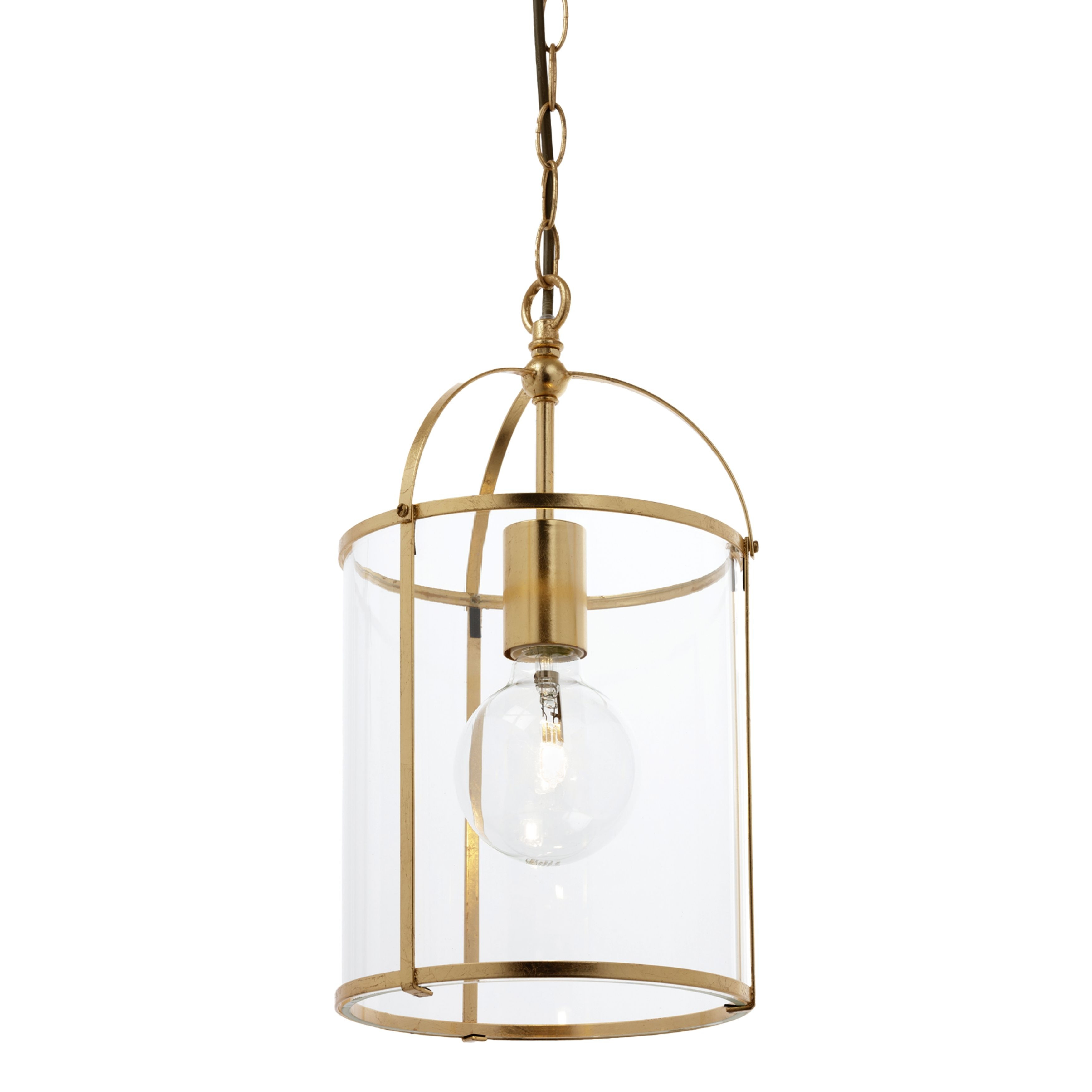 Isabella Gold Leaf Glass Lantern Pendant Light