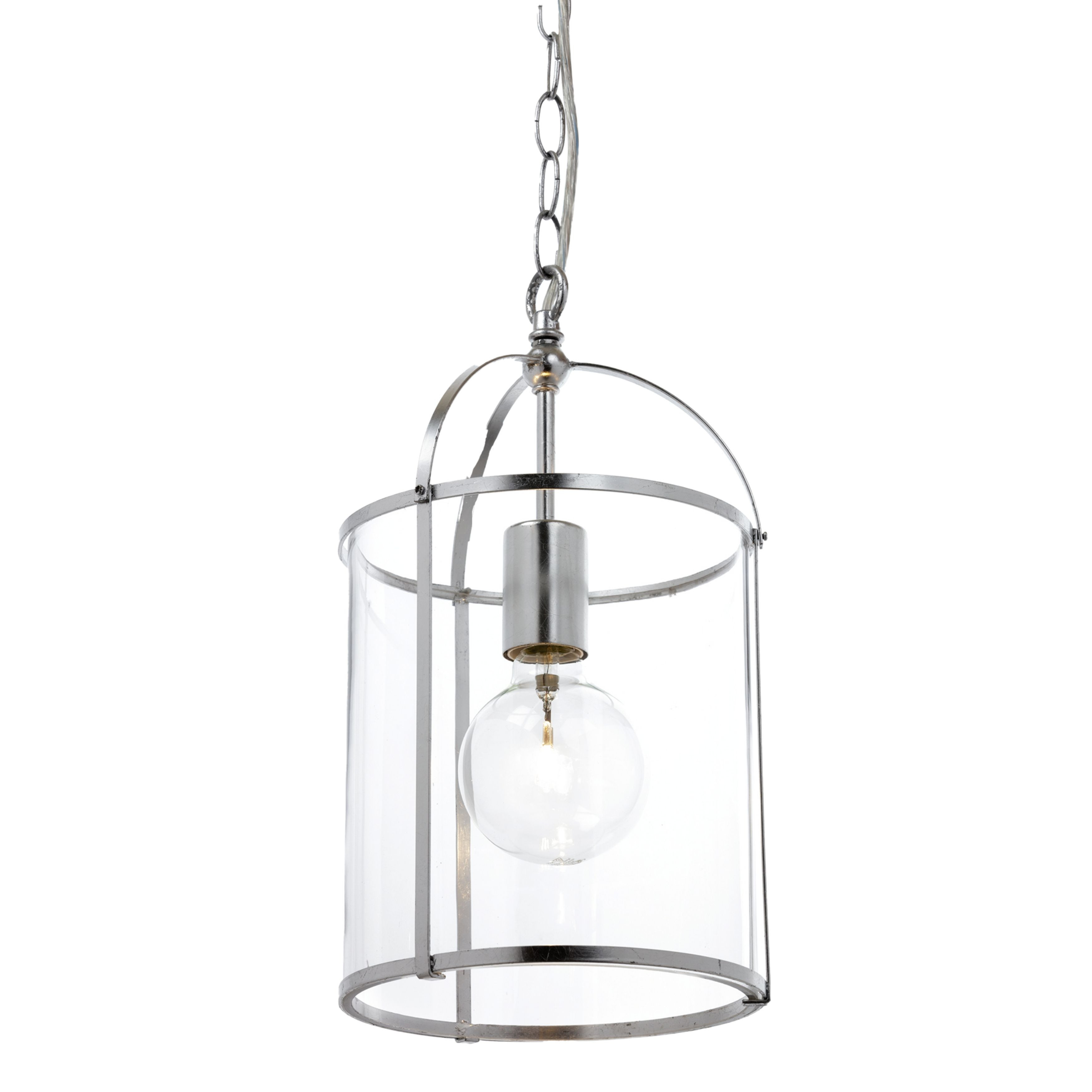 Isabella Silver Leaf Glass Lantern Pendant Light