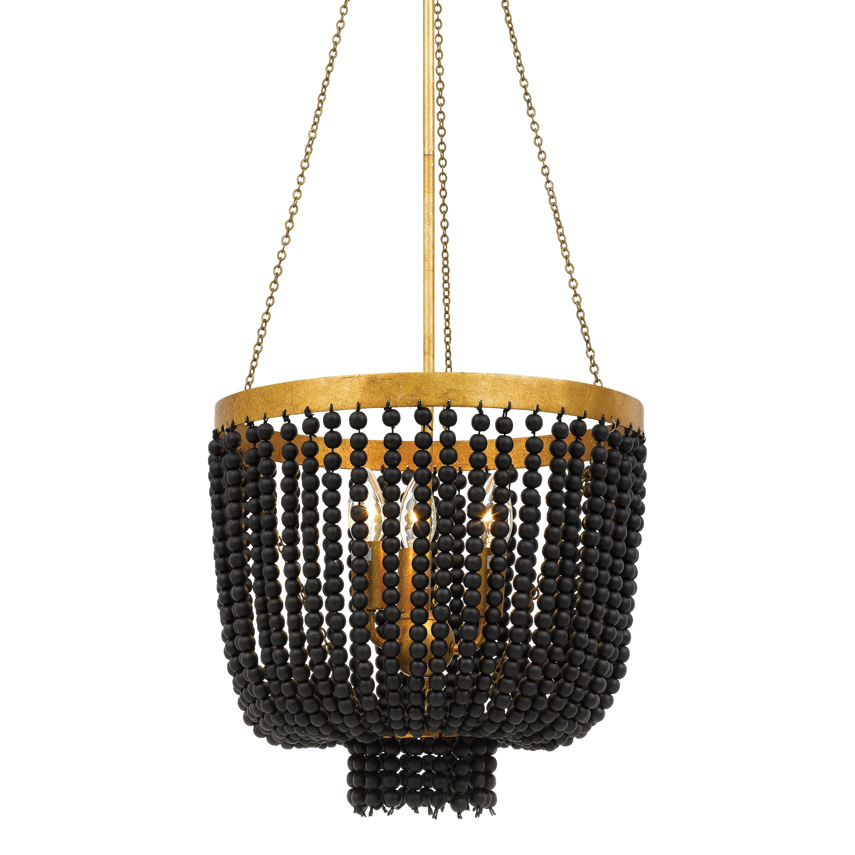 Maddisson 3 Light Black Gold Beaded Chandelier