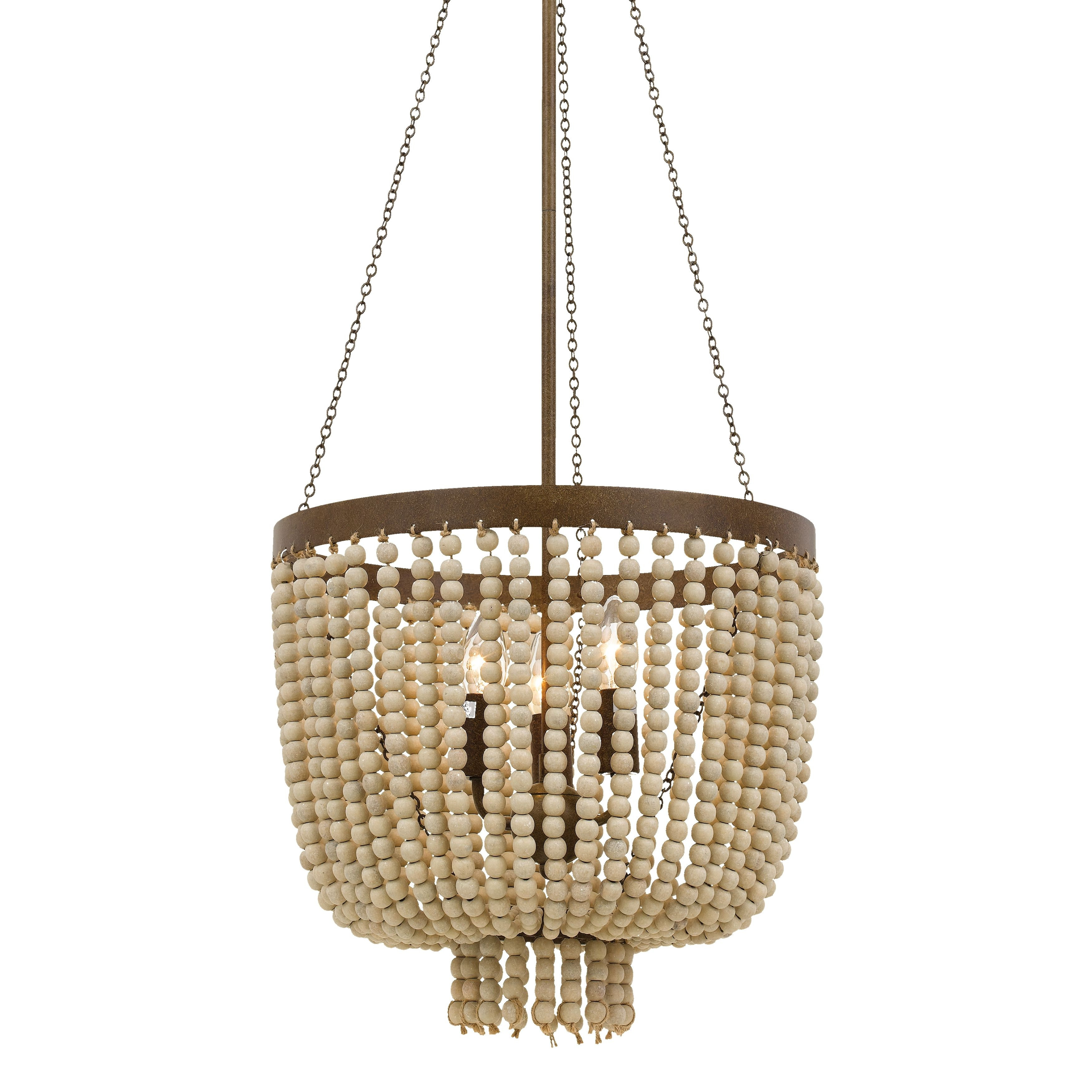 Maddisson 3 Light Bronze Natural Beaded Chandelier